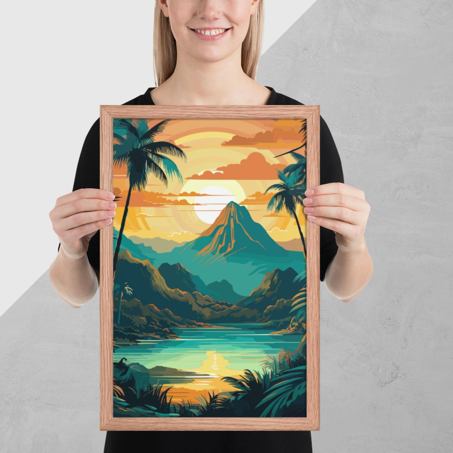 Rainforest Mountain Sunset Framed Poster