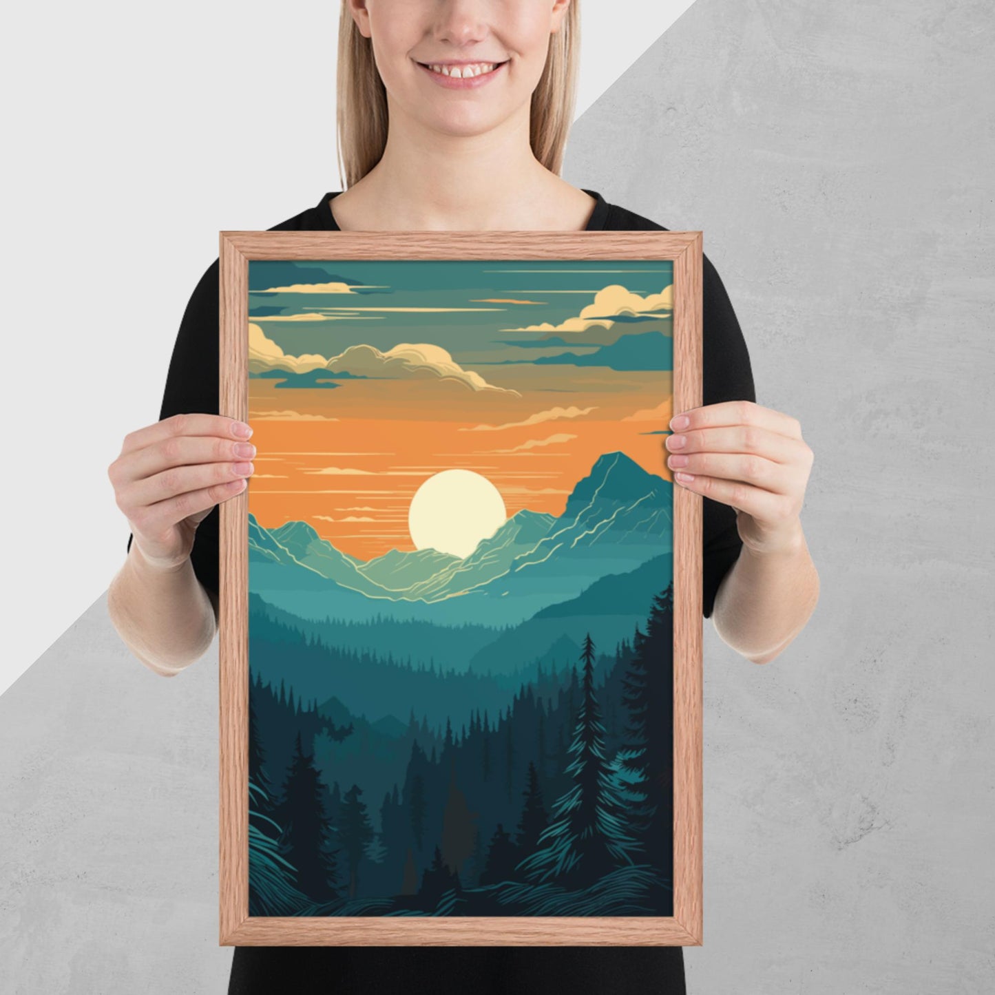 Forest Skyline Sunset Framed Poster