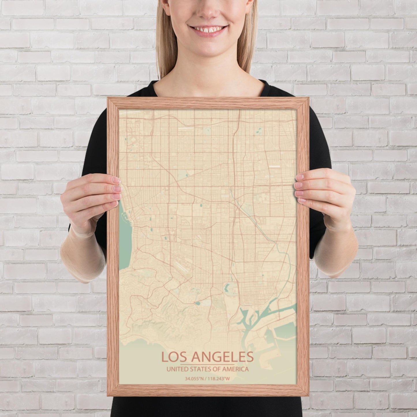 Los Angeles Vintage Style Framed Map