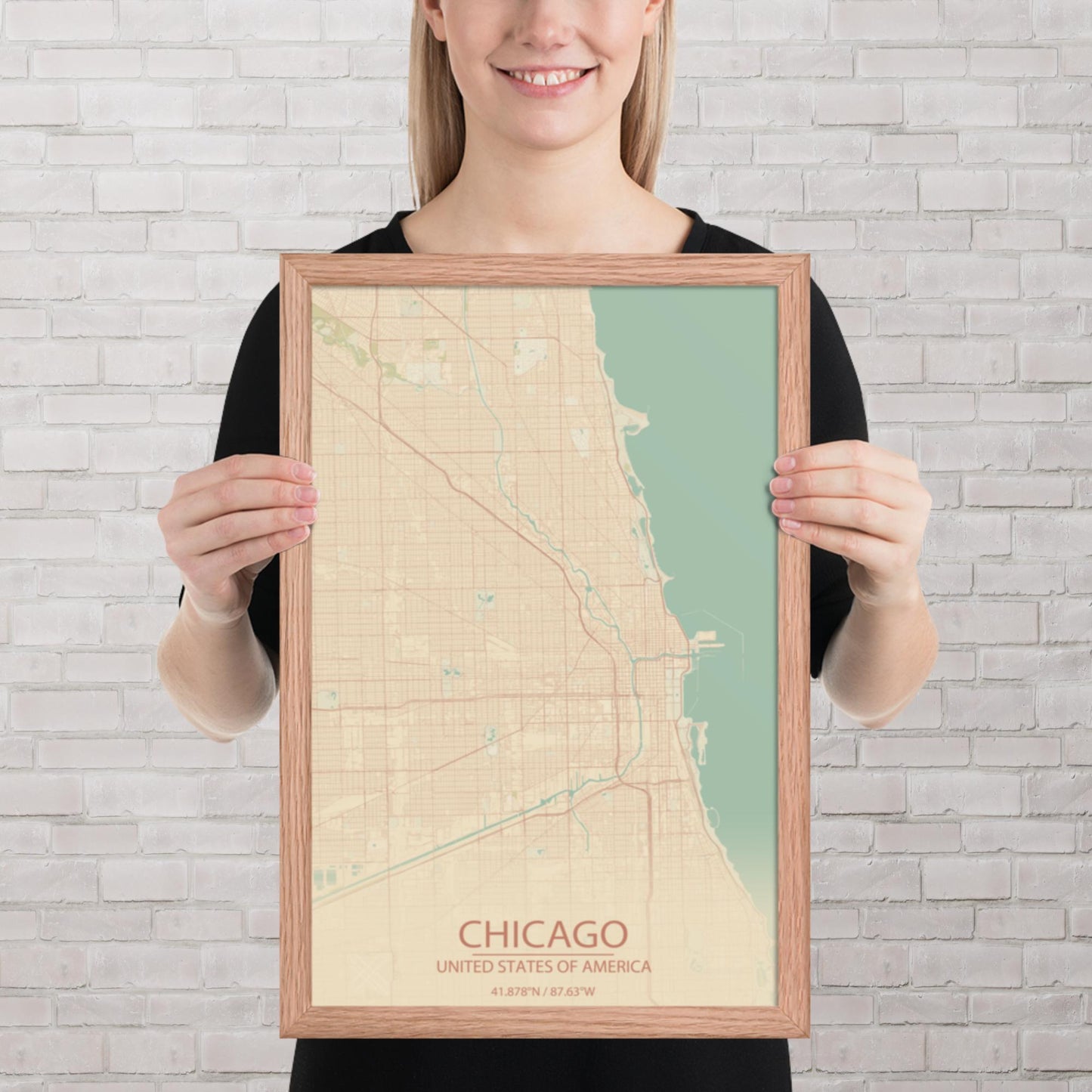Chicago Vintage Style Framed Map