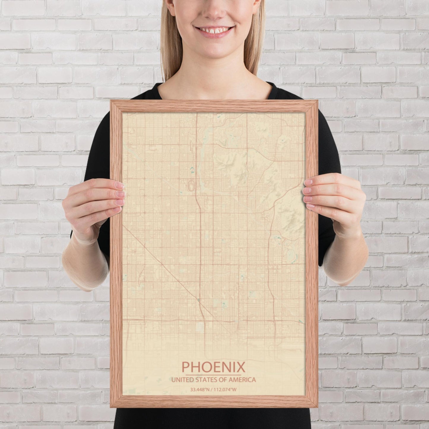 Phoenix Vintage Style Framed Map