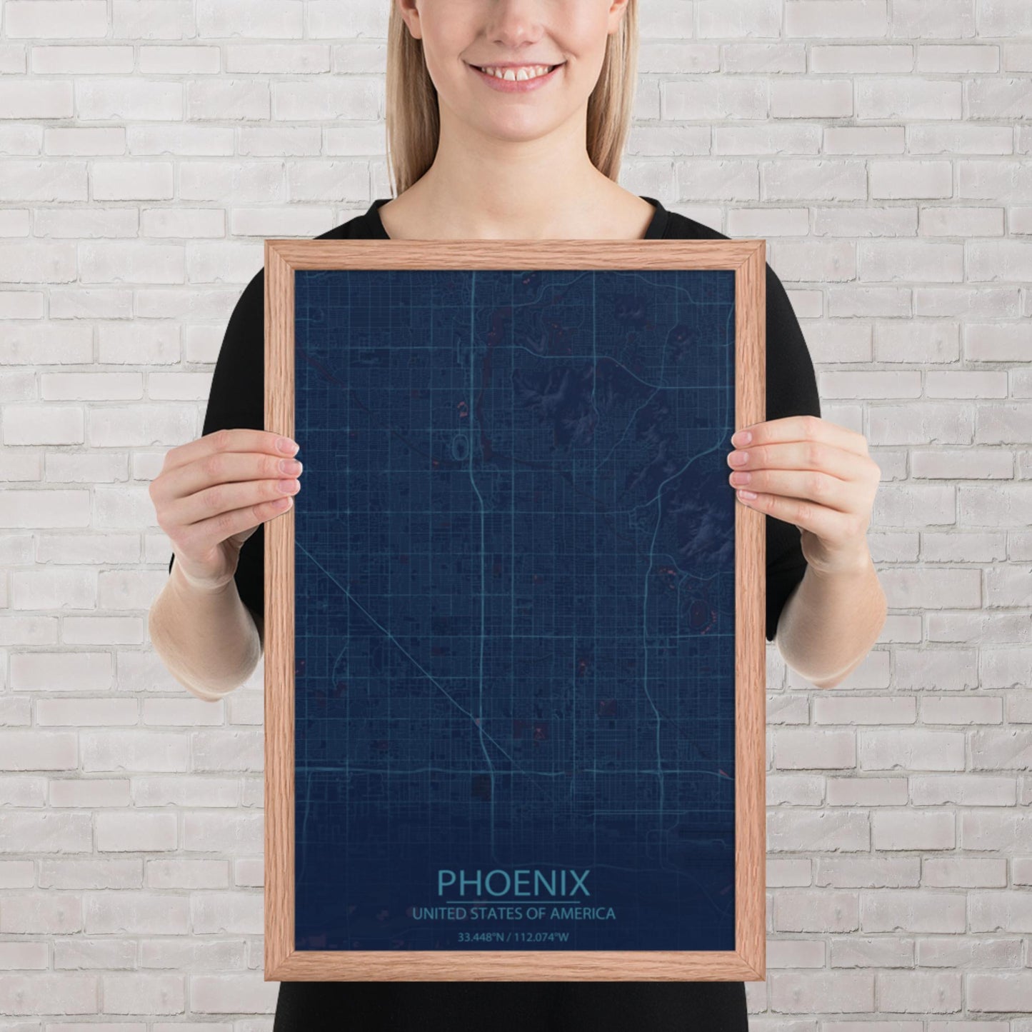 Phoenix Blue and Purple Framed Map