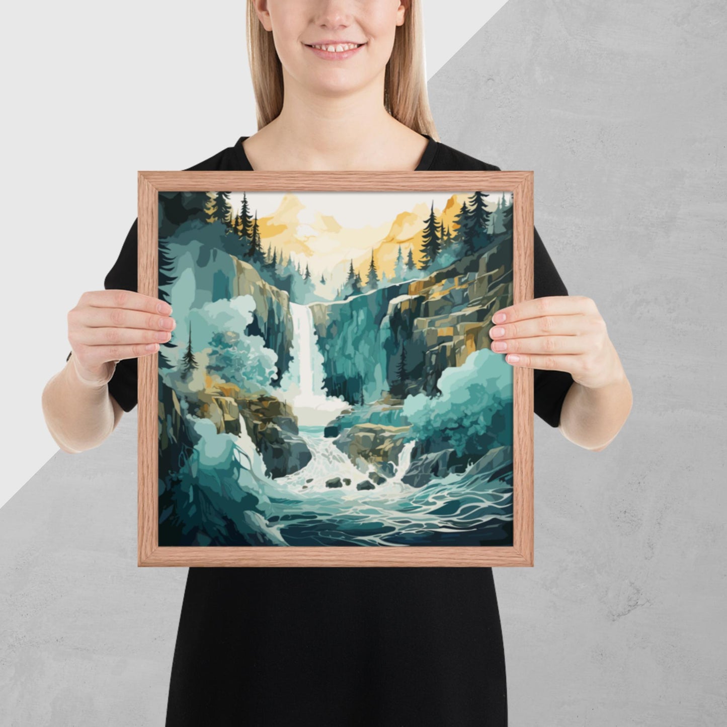 Roaring Forest Waterfall Framed Poster