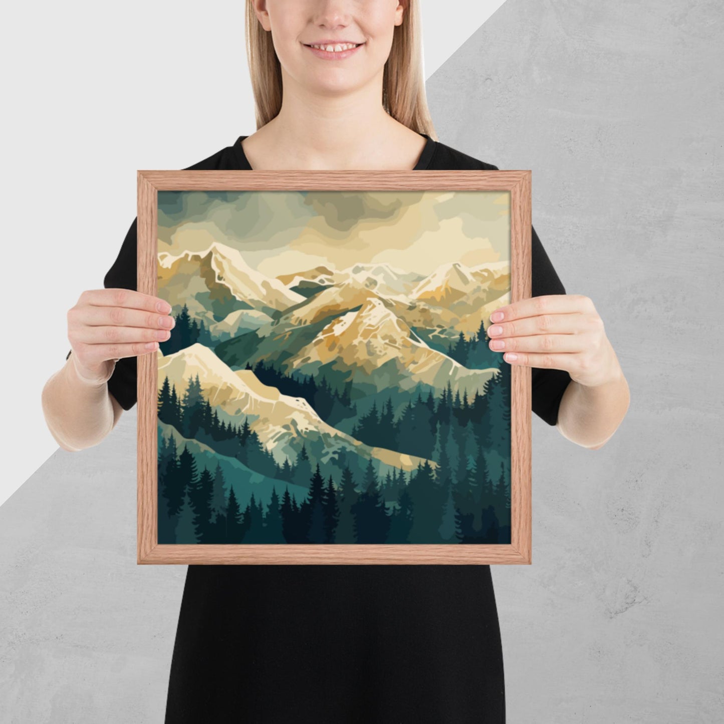 Winter Forest Mountains Framed Poster