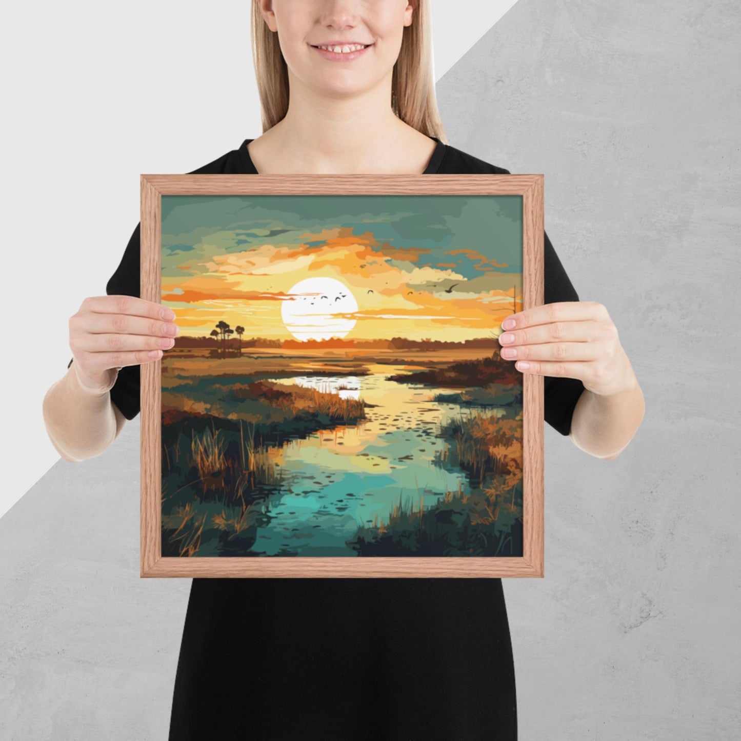 Marshland Sunset Framed Poster