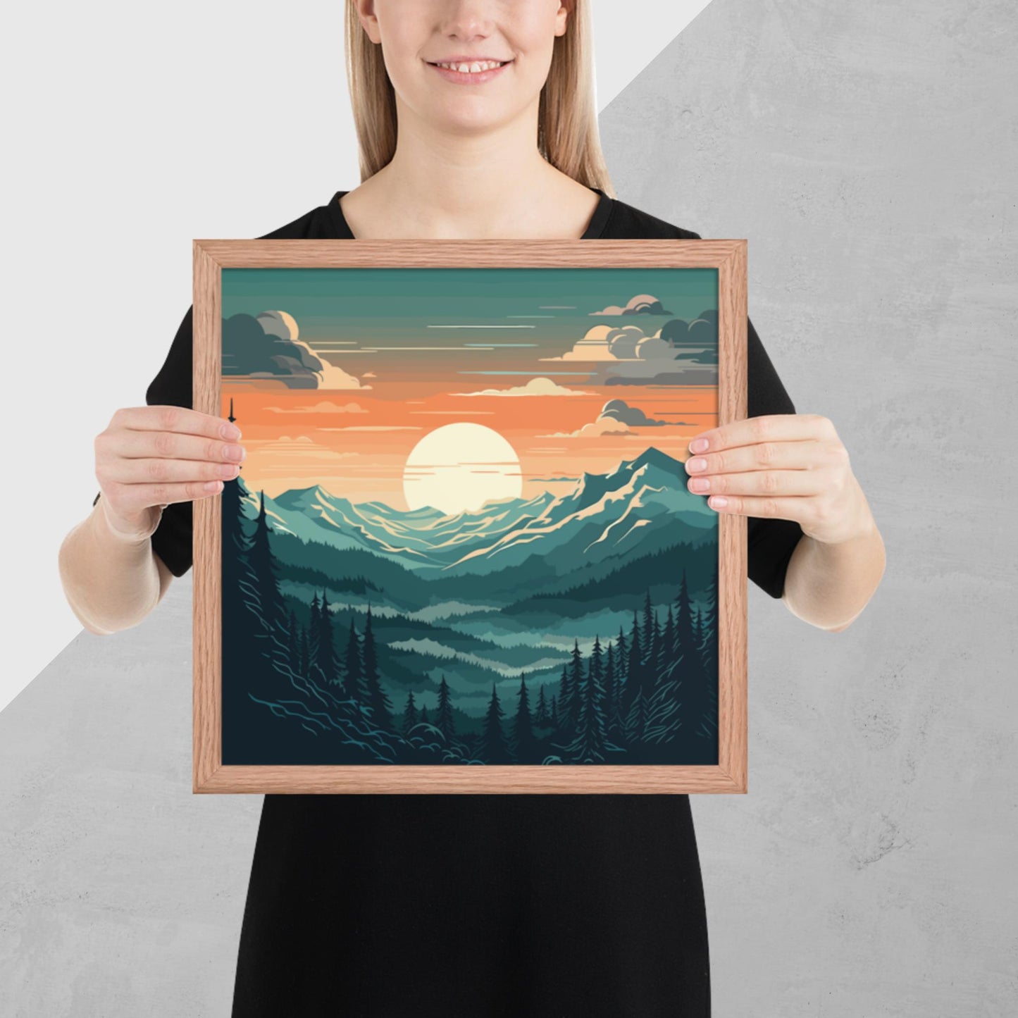 Forest Mountain Landscape Framed Poster