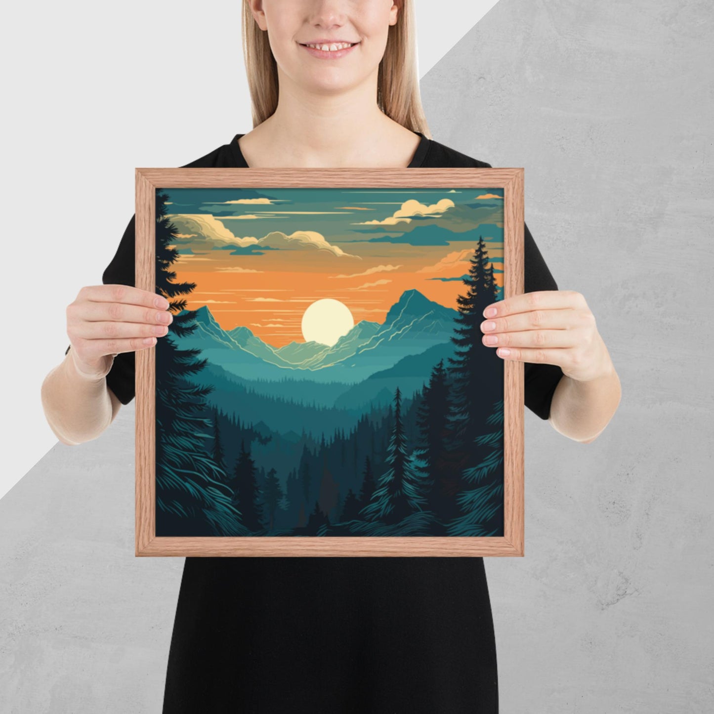 Forest Skyline Sunset Framed Poster