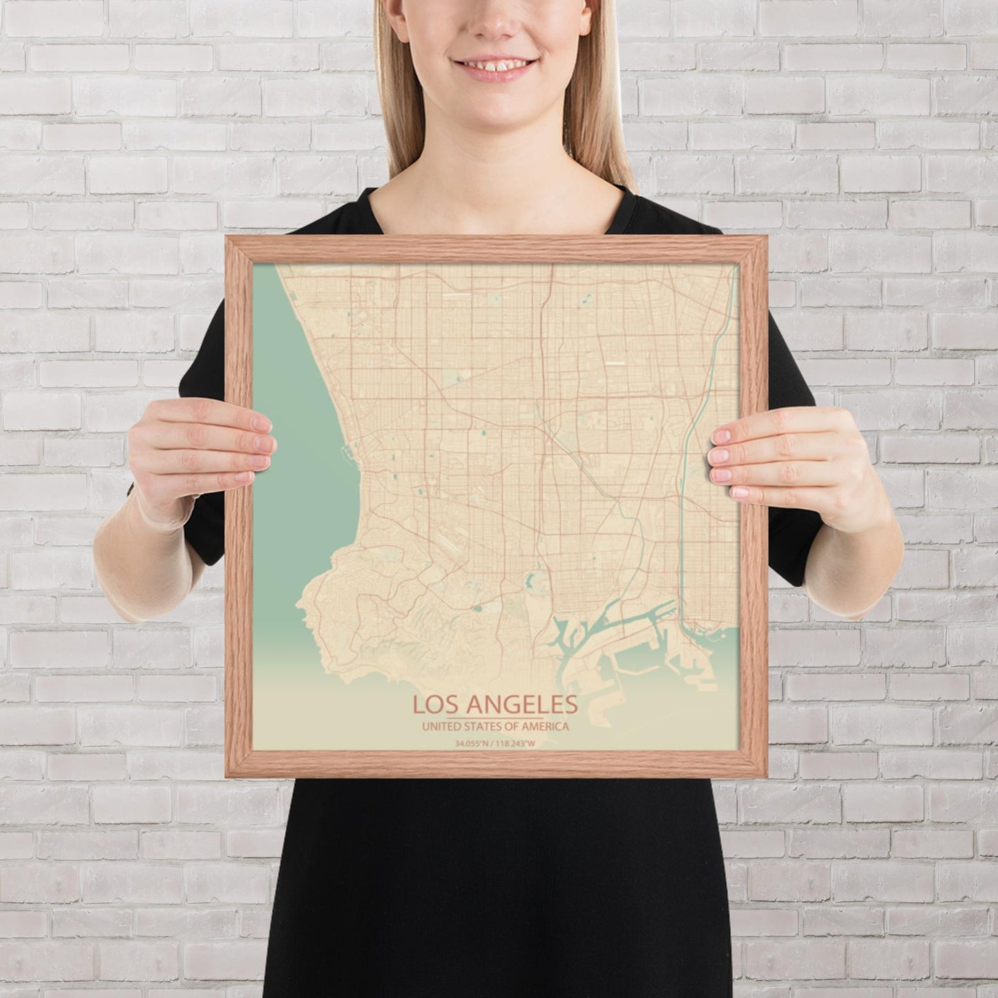 Los Angeles Vintage Style Framed Map