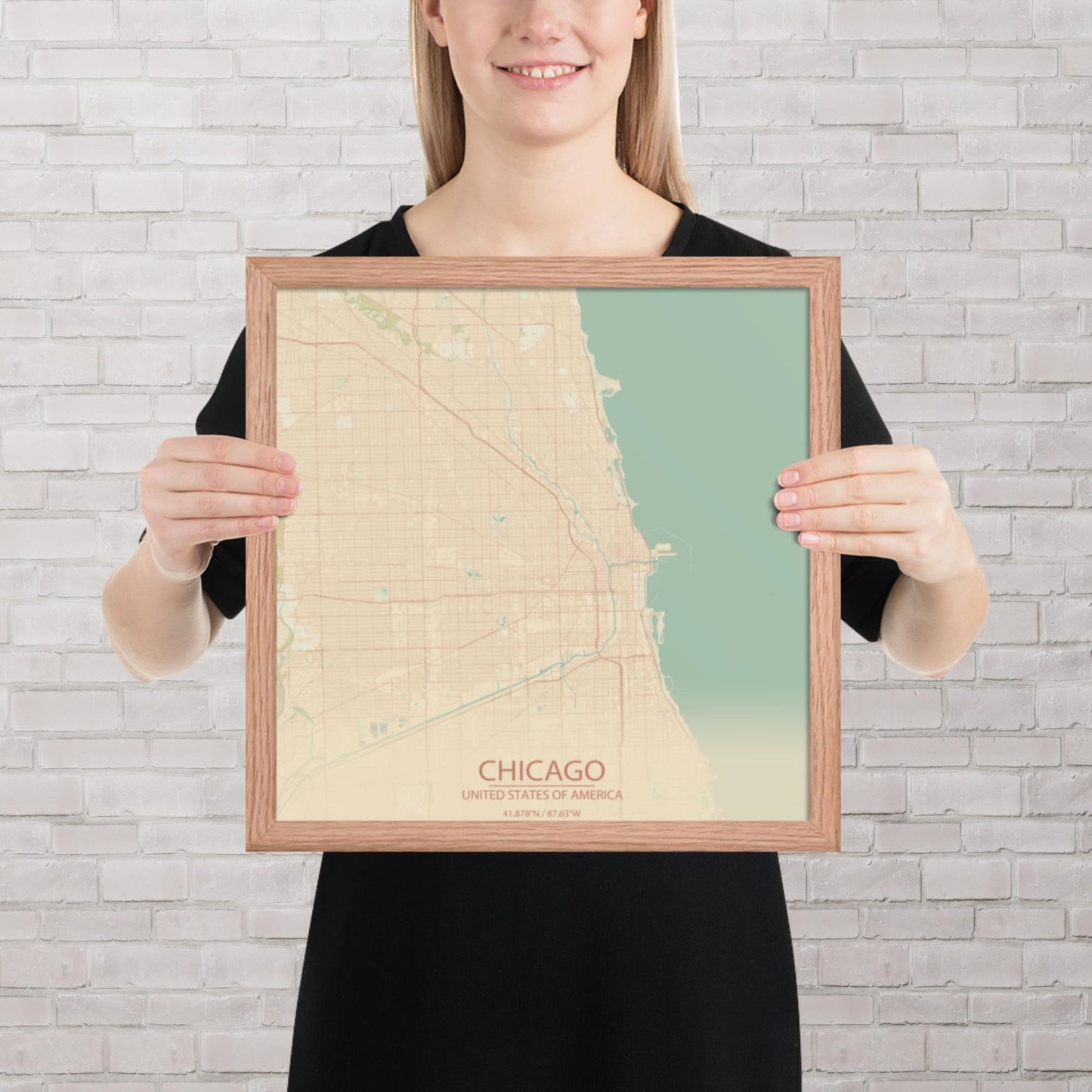Chicago Vintage Style Framed Map