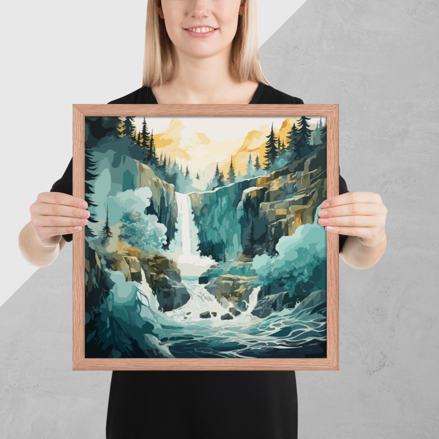 Roaring Forest Waterfall Framed Poster