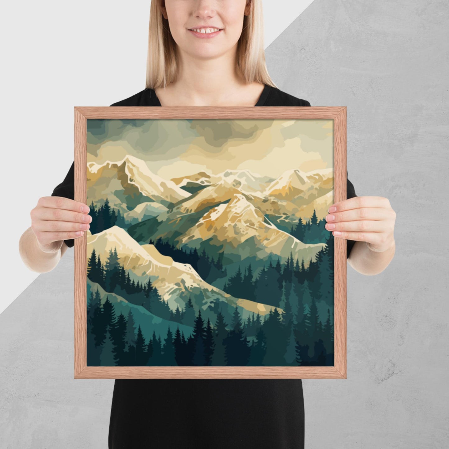 Winter Forest Mountains Framed Poster