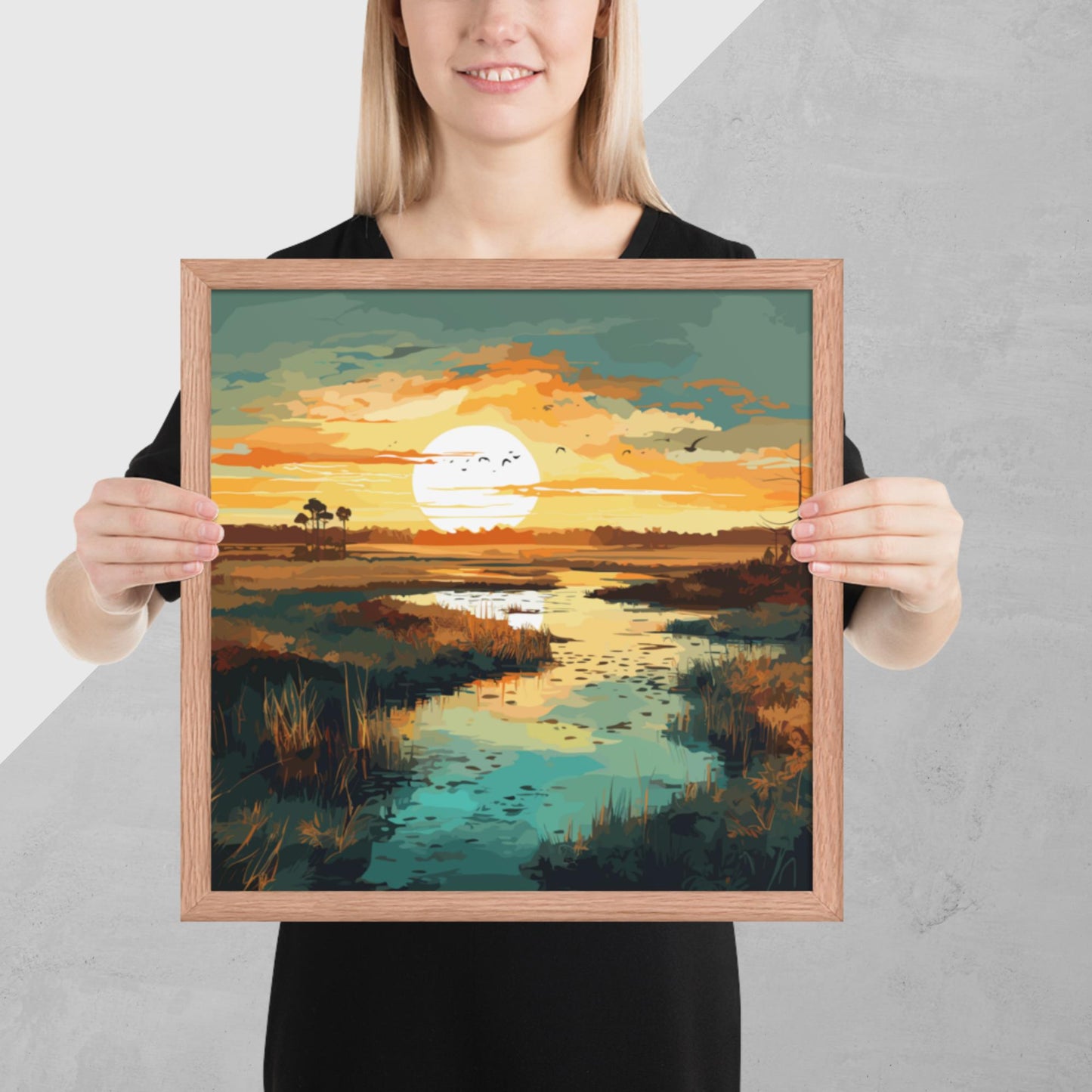 Marshland Sunset Framed Poster