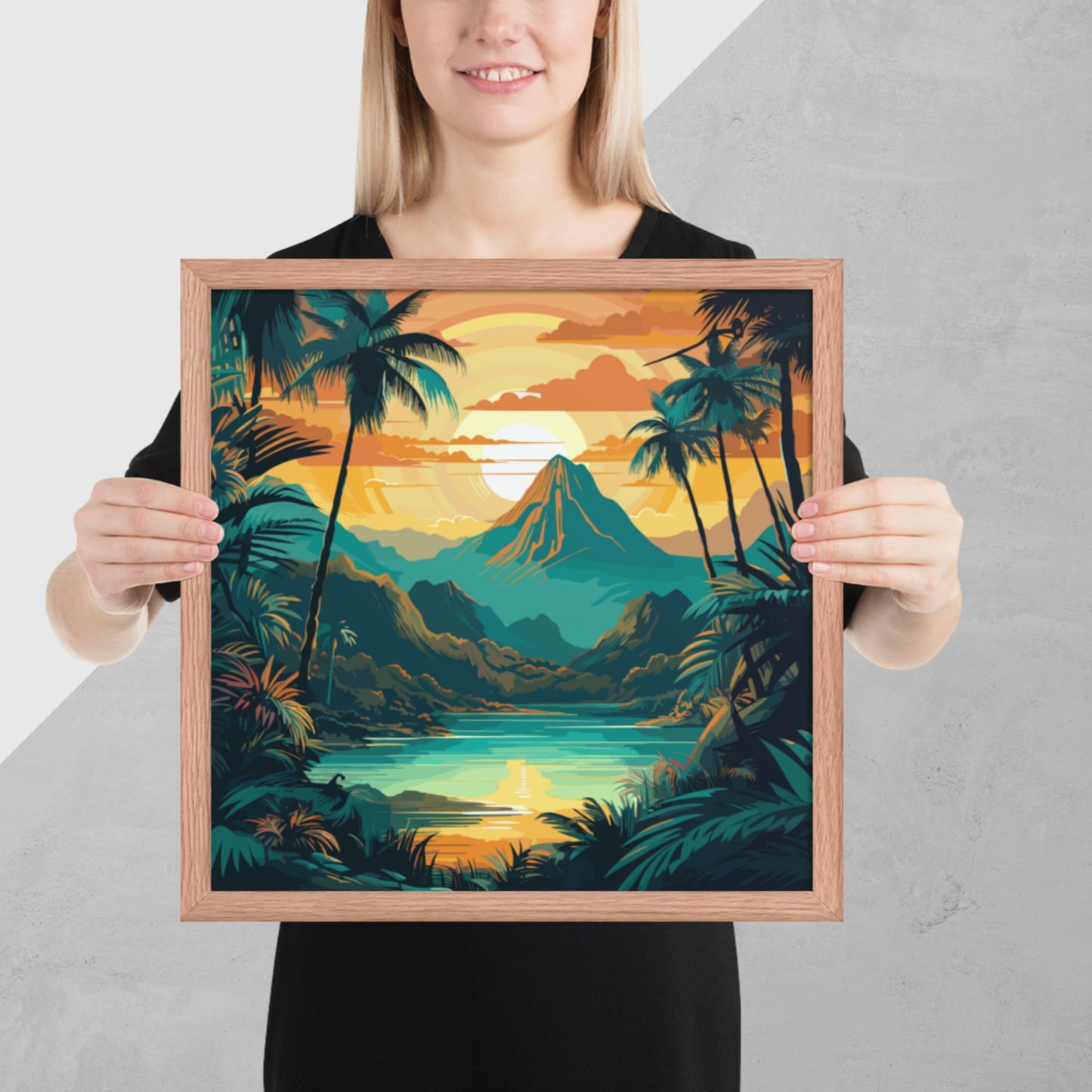 Rainforest Mountain Sunset Framed Poster