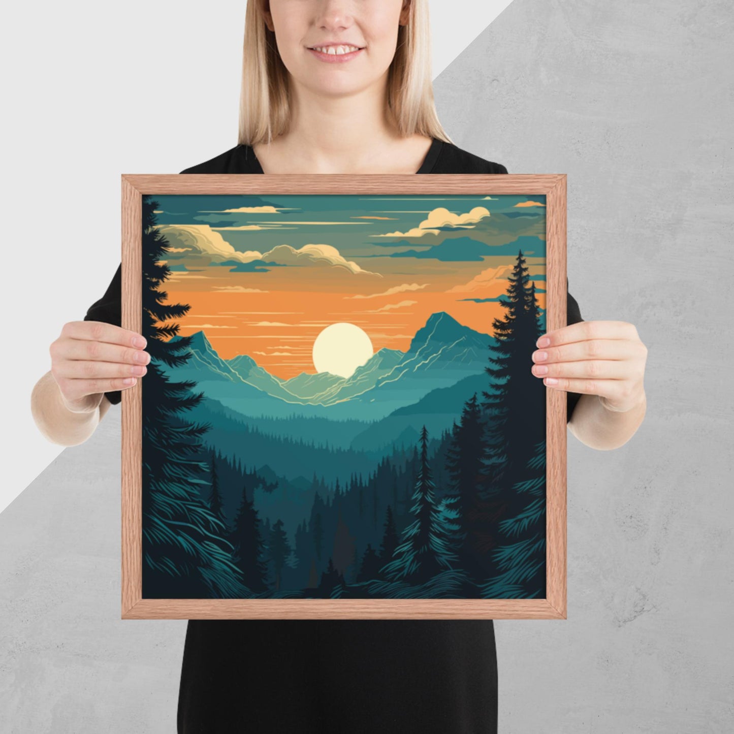 Forest Skyline Sunset Framed Poster
