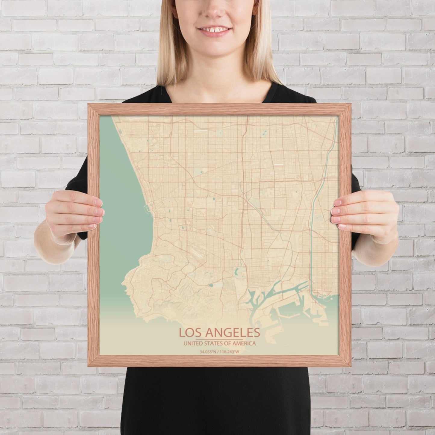 Los Angeles Vintage Style Framed Map