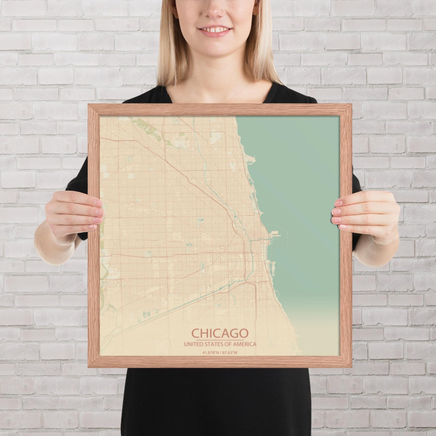 Chicago Vintage Style Framed Map