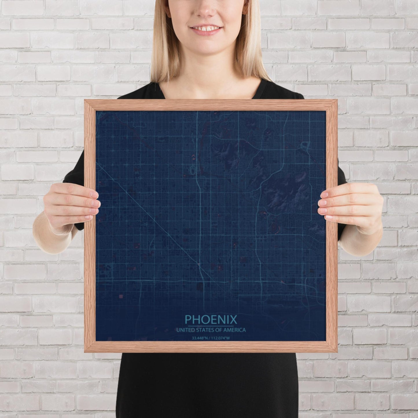 Phoenix Blue and Purple Framed Map