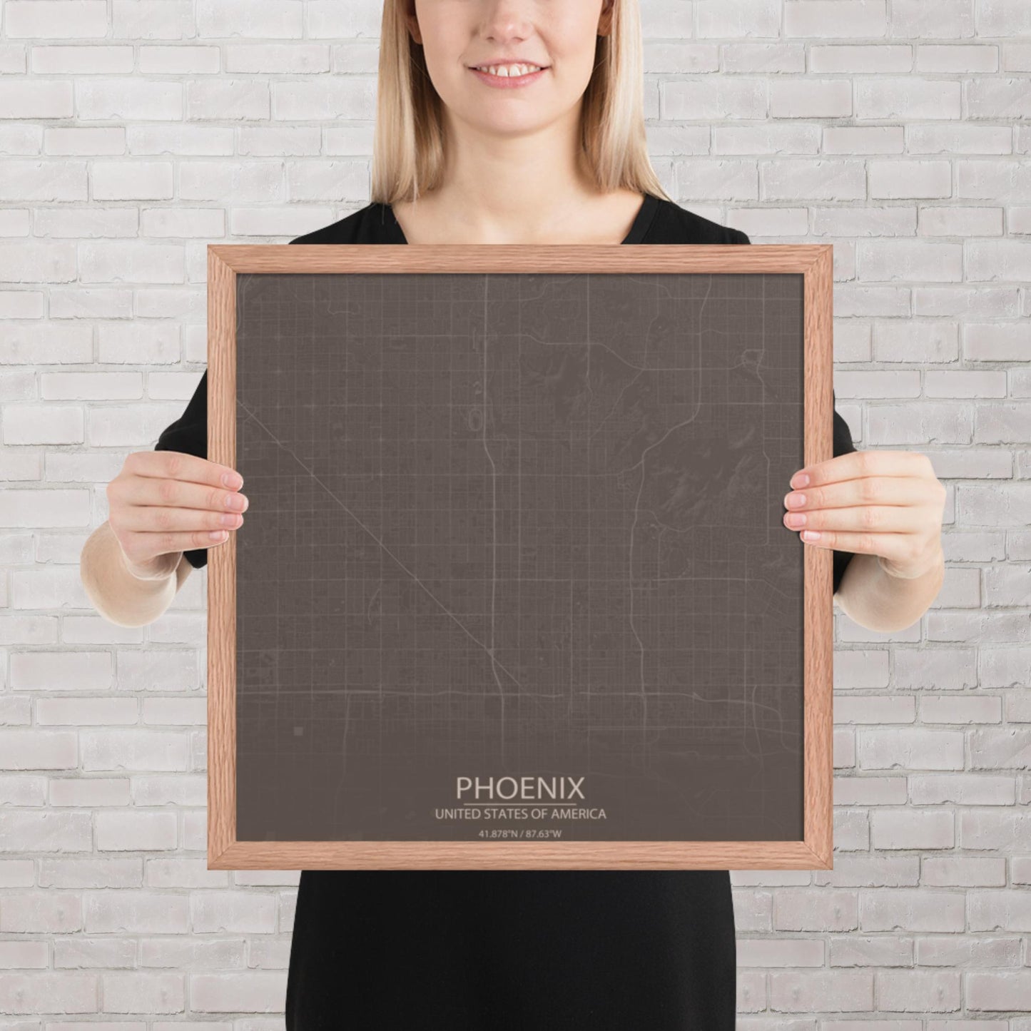 Phoenix Brown and Grey Framed Map