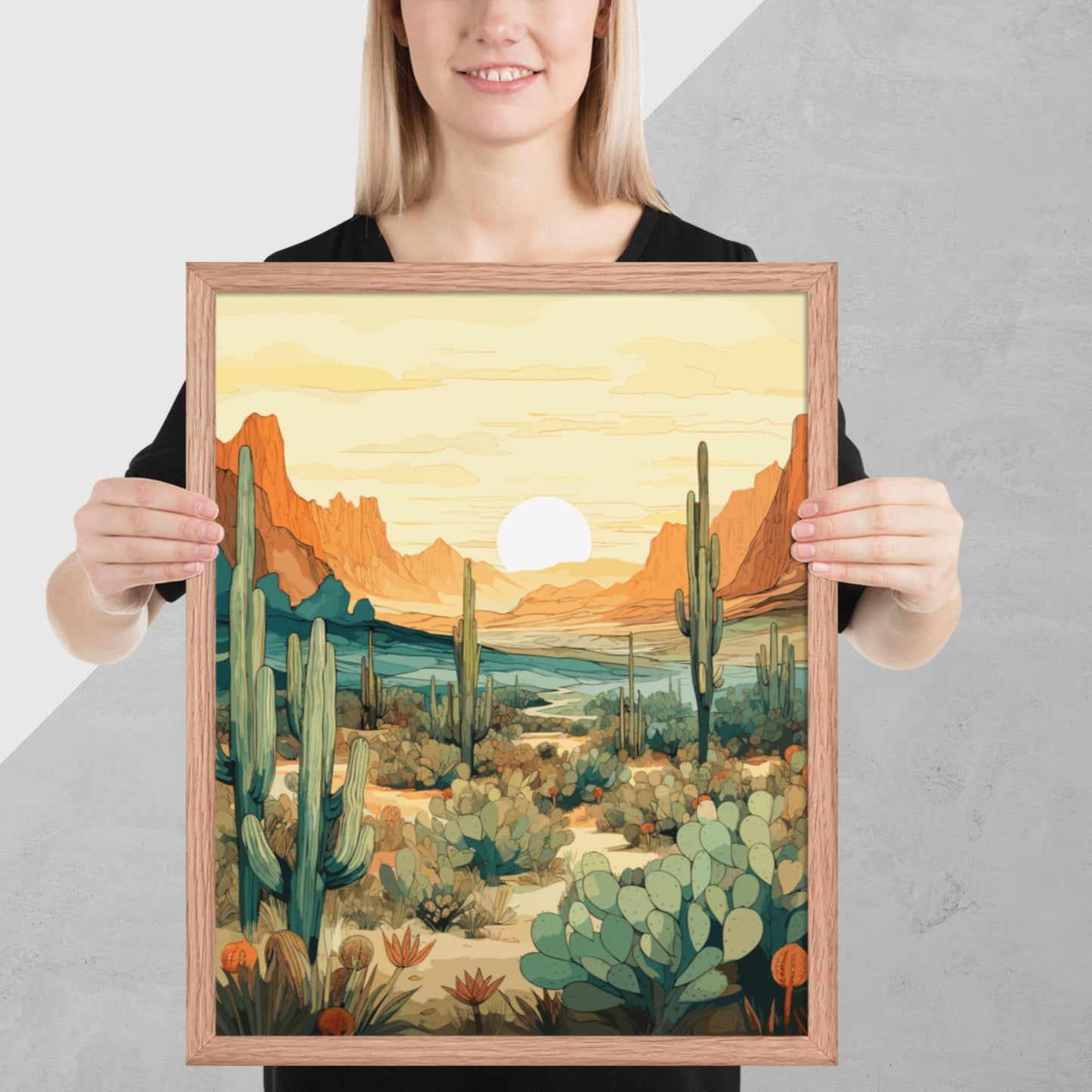 Desert Hills Shrubs Framed Poster