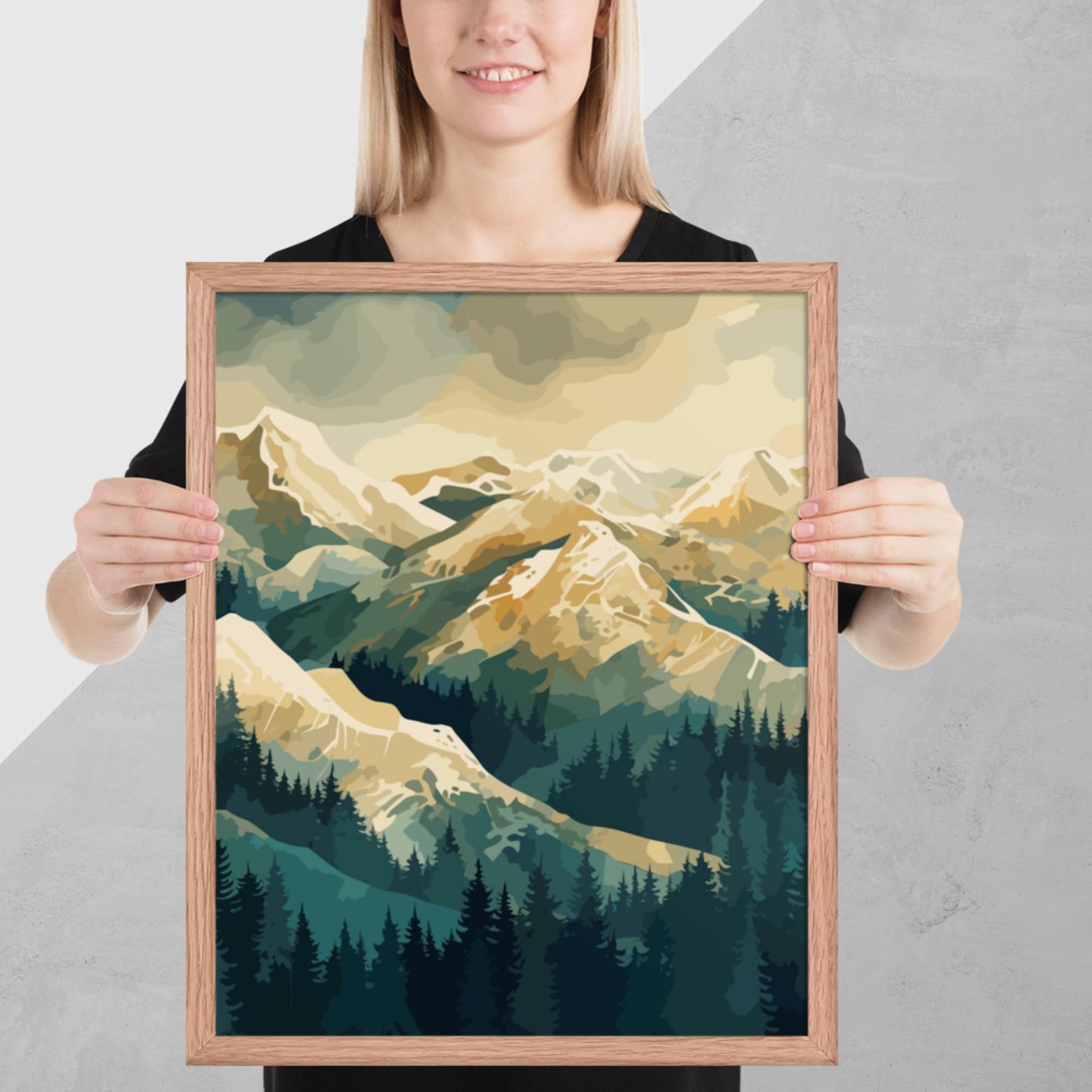 Winter Forest Mountains Framed Poster