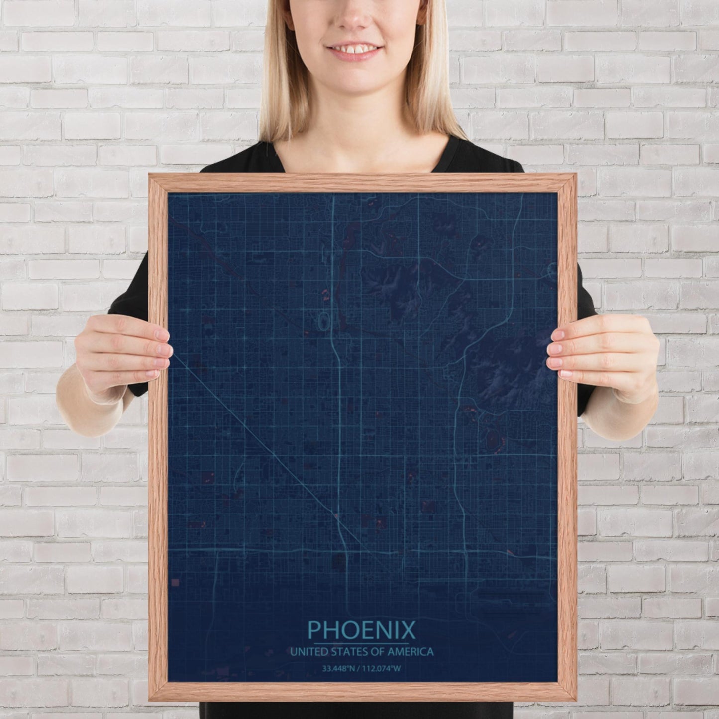 Phoenix Blue and Purple Framed Map