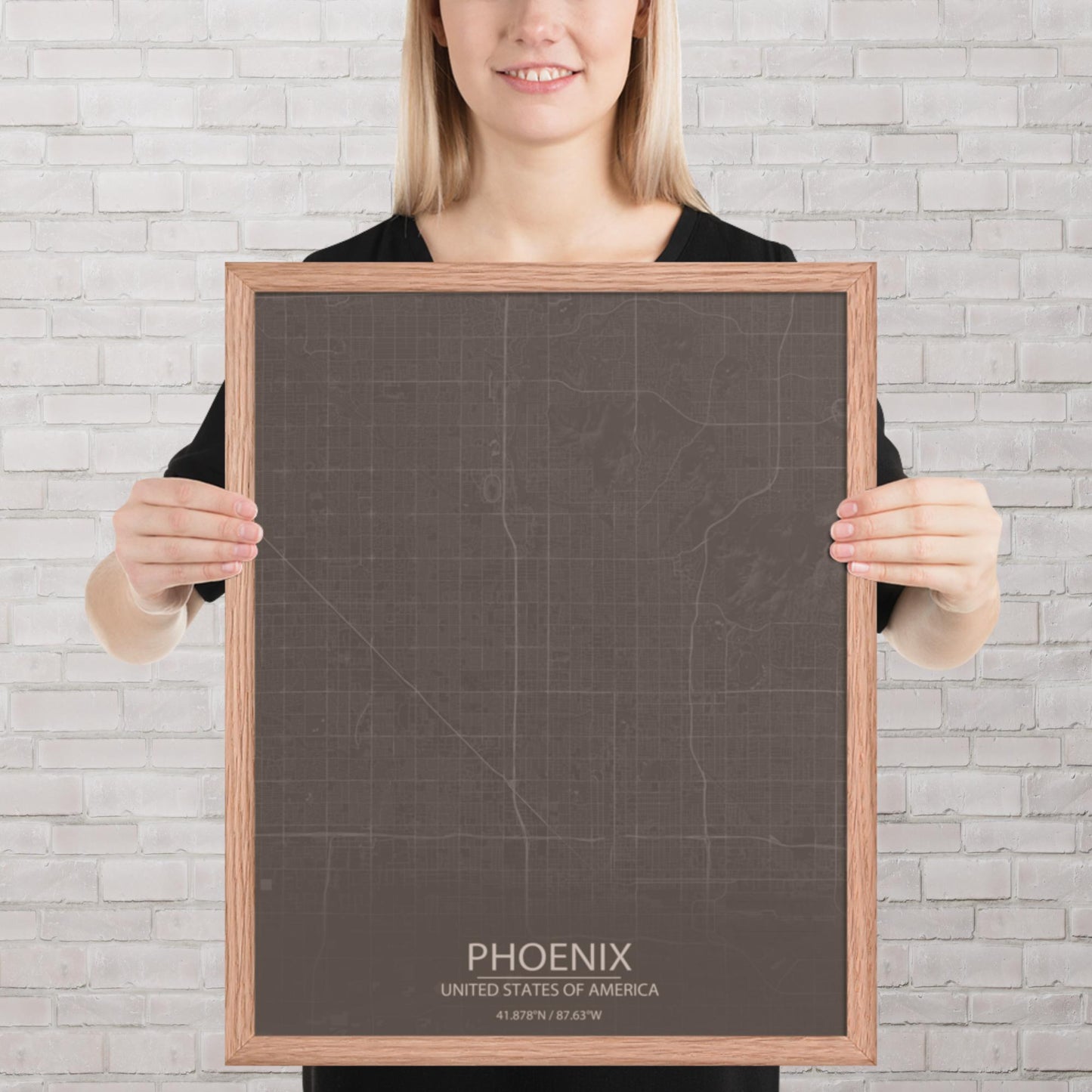 Phoenix Brown and Grey Framed Map