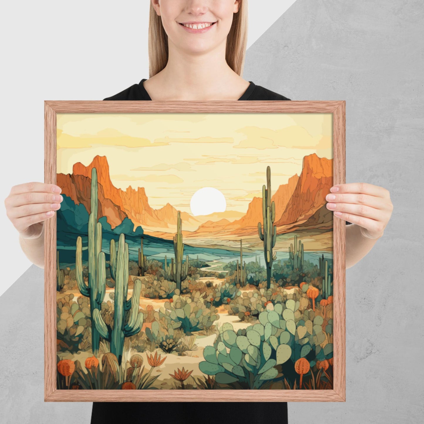 Desert Hills Shrubs Framed Poster