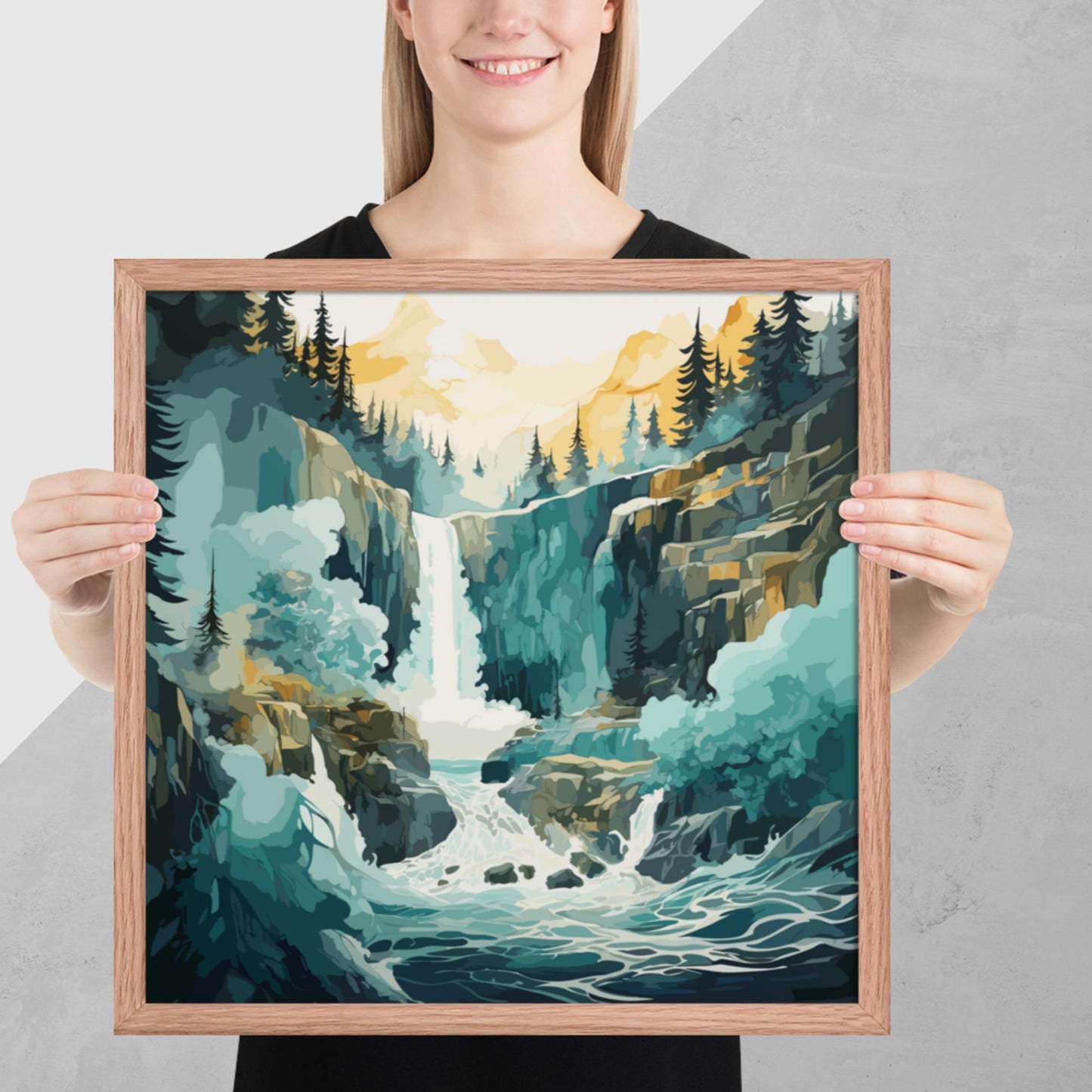 Roaring Forest Waterfall Framed Poster
