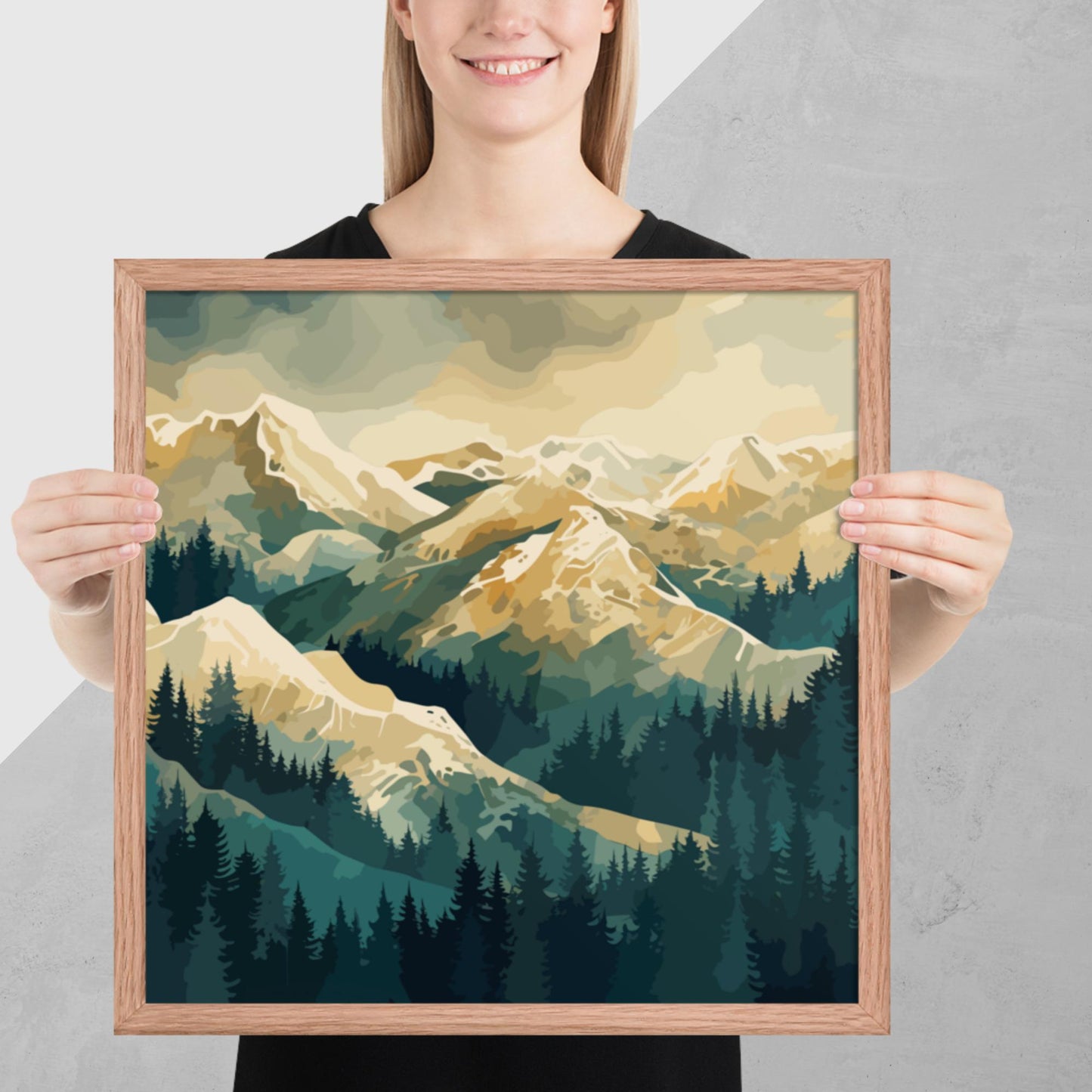 Winter Forest Mountains Framed Poster