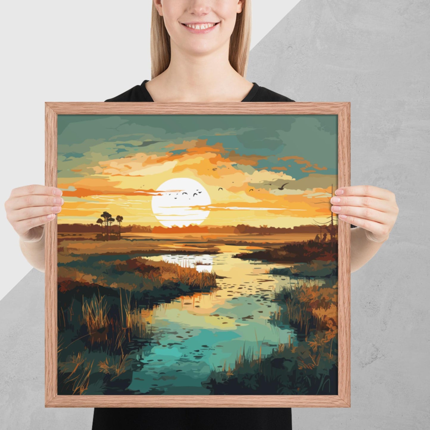 Marshland Sunset Framed Poster