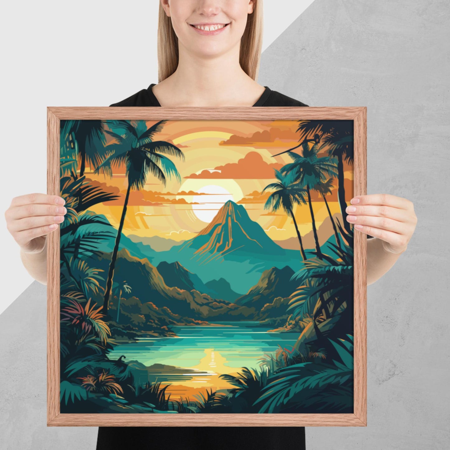Rainforest Mountain Sunset Framed Poster