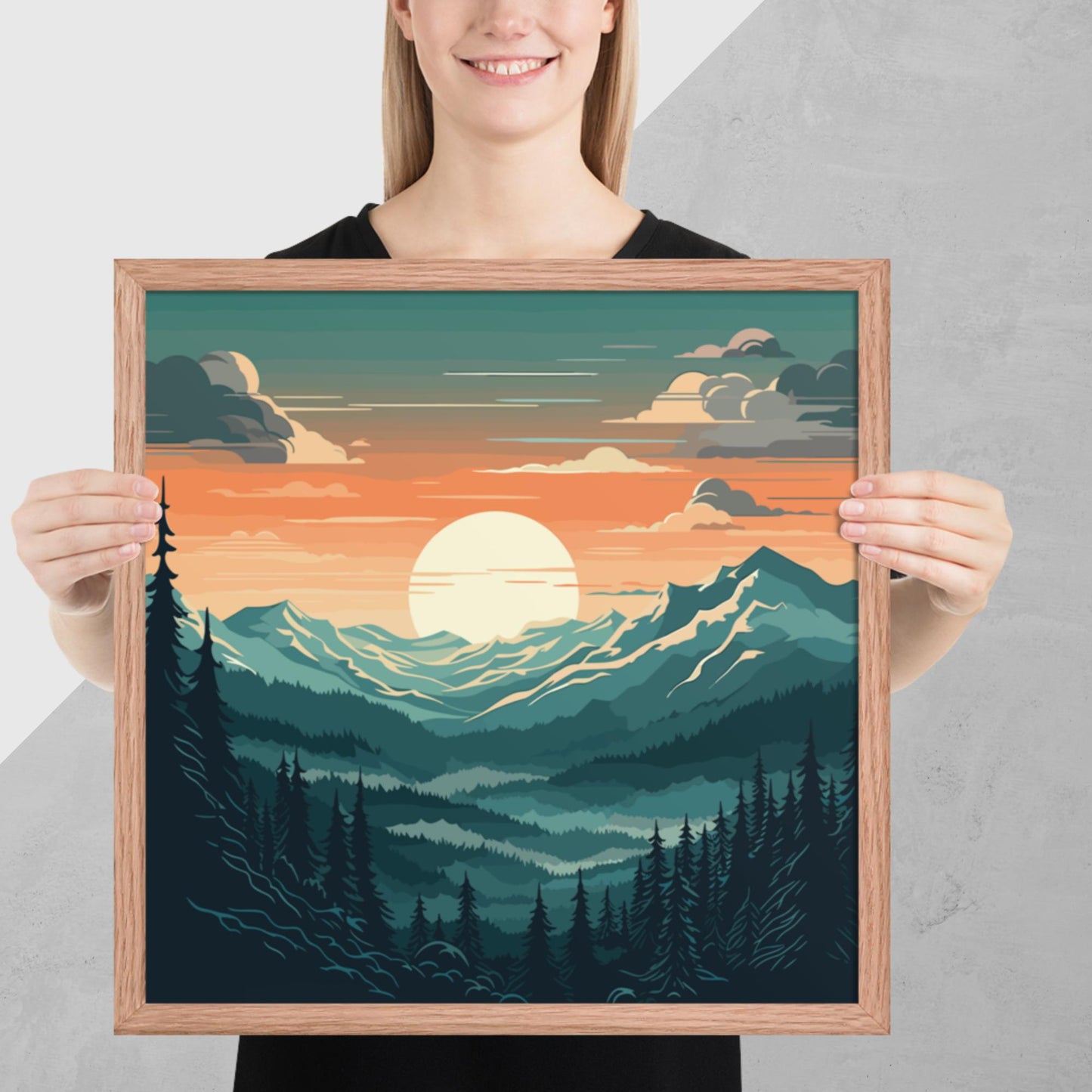 Forest Mountain Landscape Framed Poster
