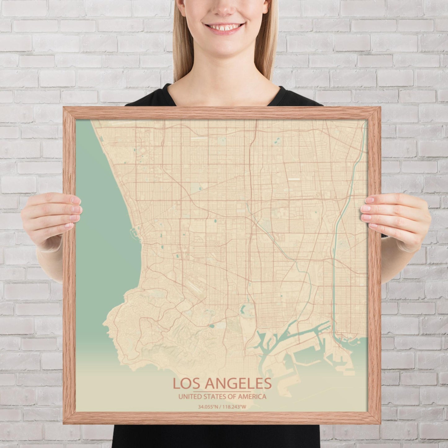 Los Angeles Vintage Style Framed Map