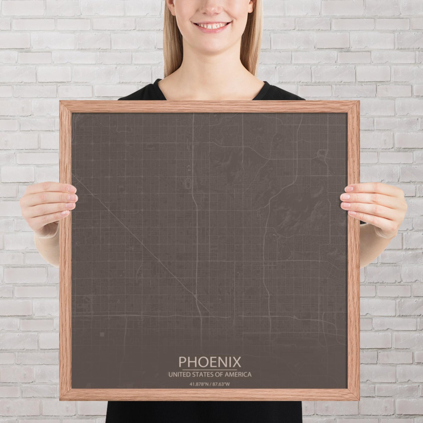Phoenix Brown and Grey Framed Map