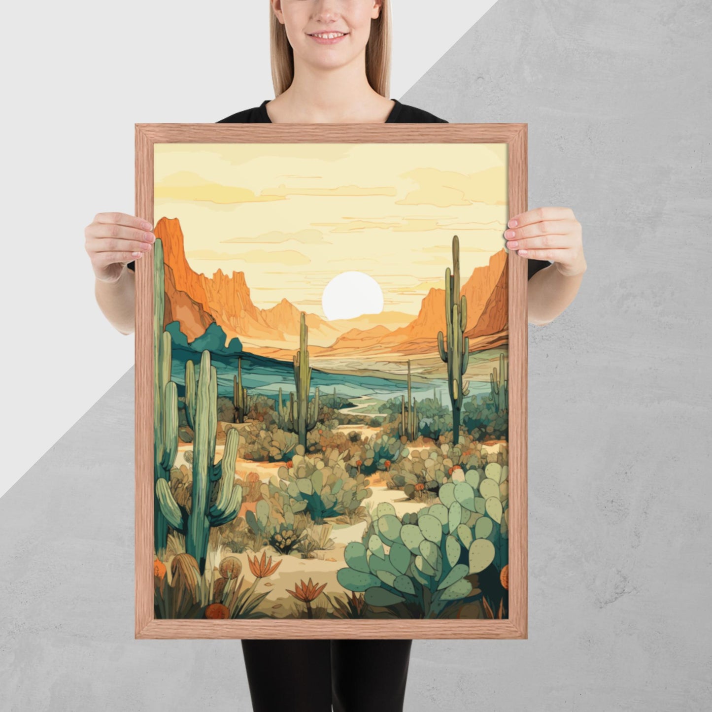 Desert Hills Shrubs Framed Poster