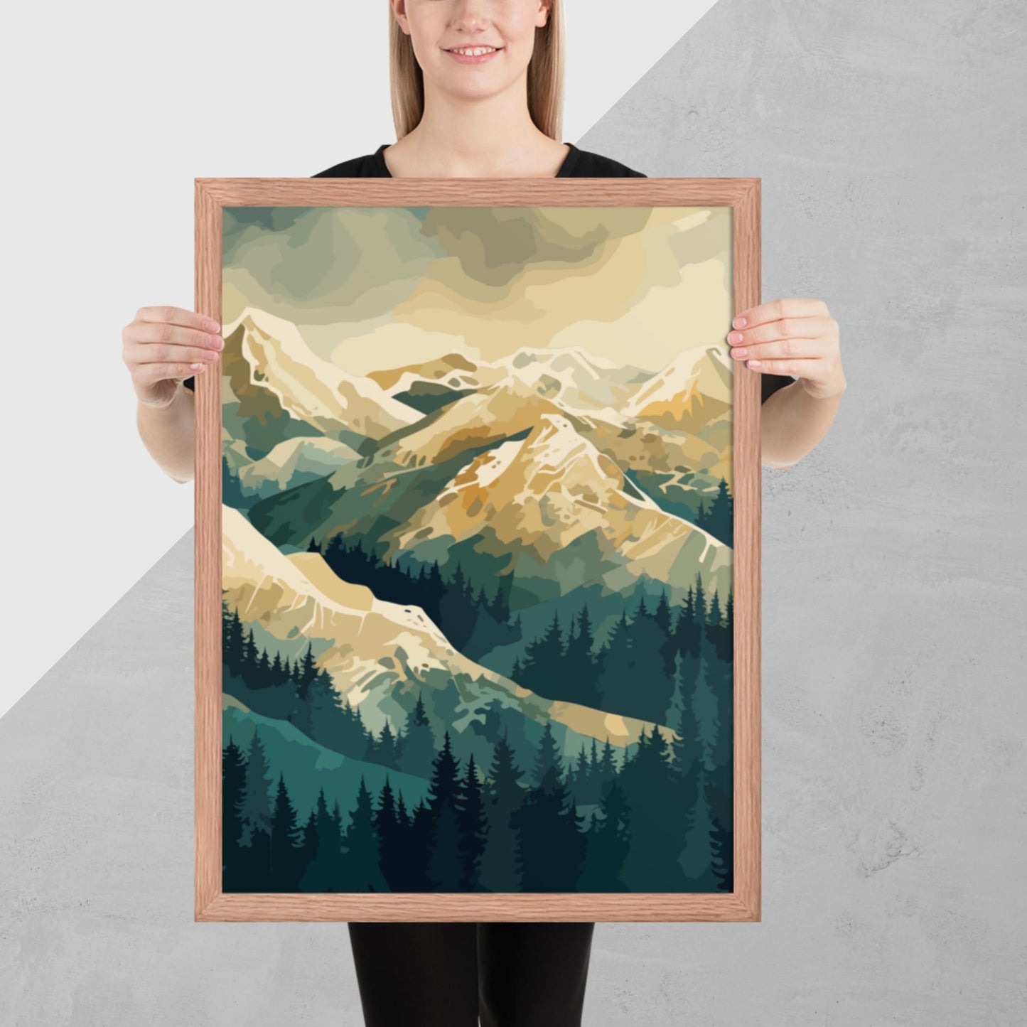 Winter Forest Mountains Framed Poster