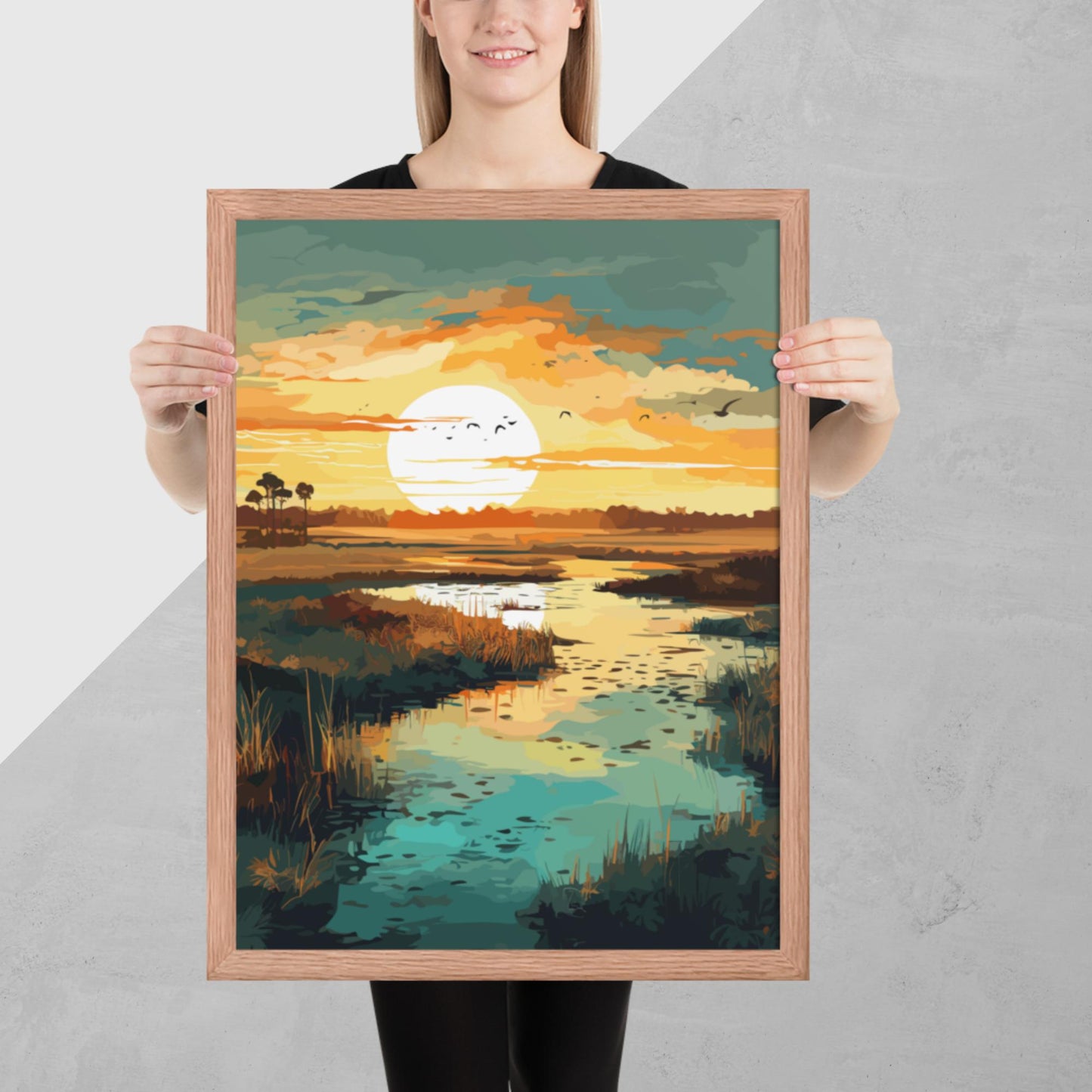 Marshland Sunset Framed Poster