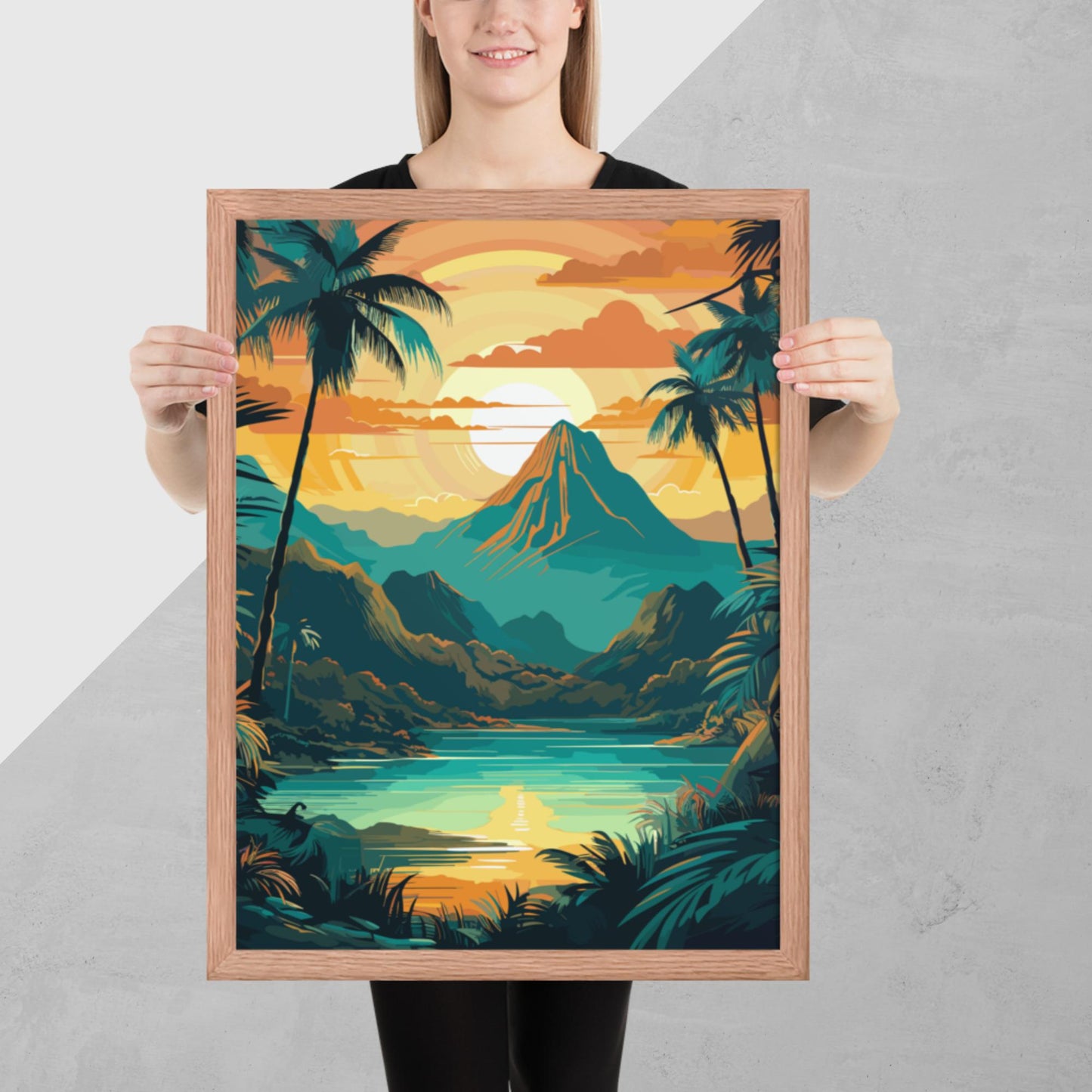 Rainforest Mountain Sunset Framed Poster