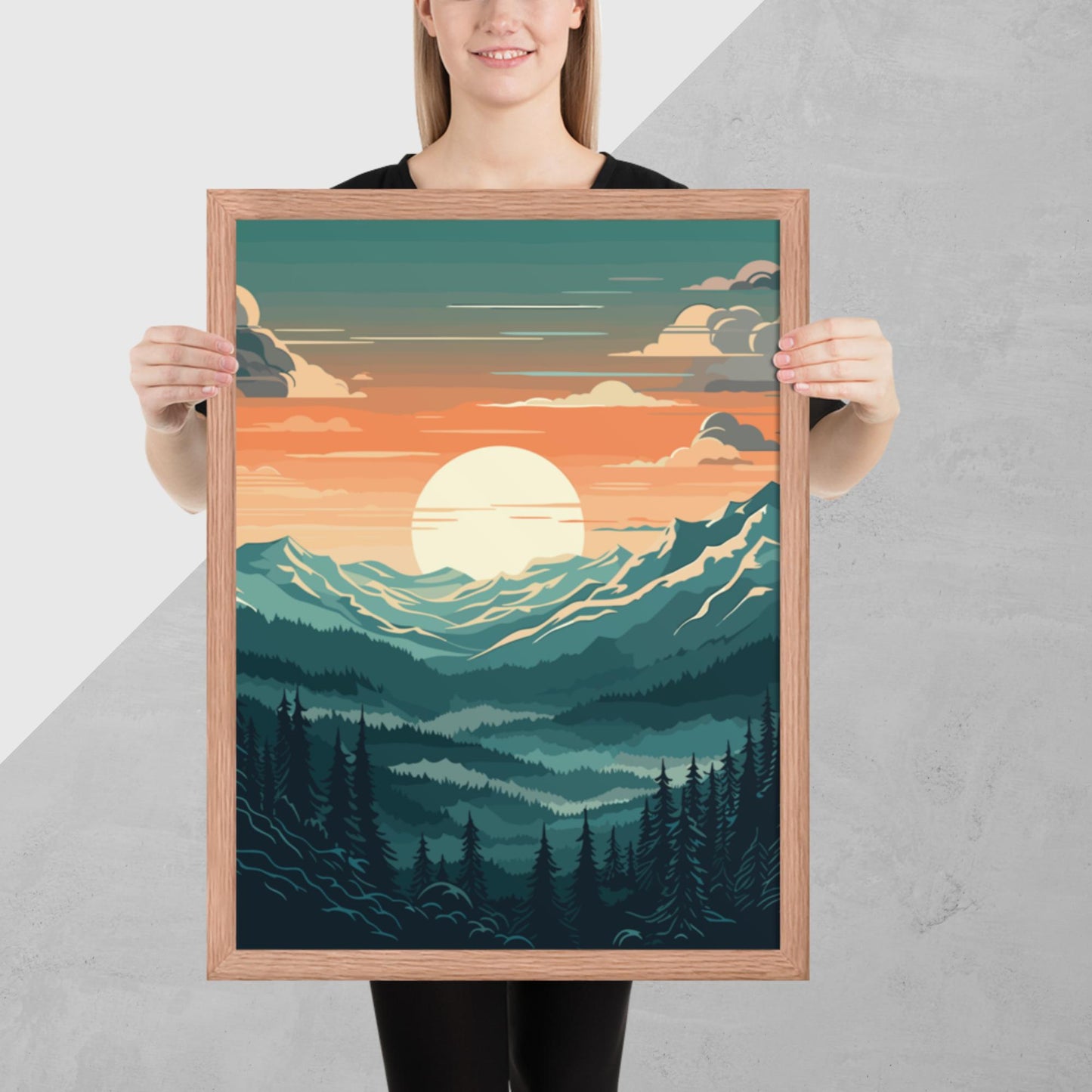 Forest Mountain Landscape Framed Poster