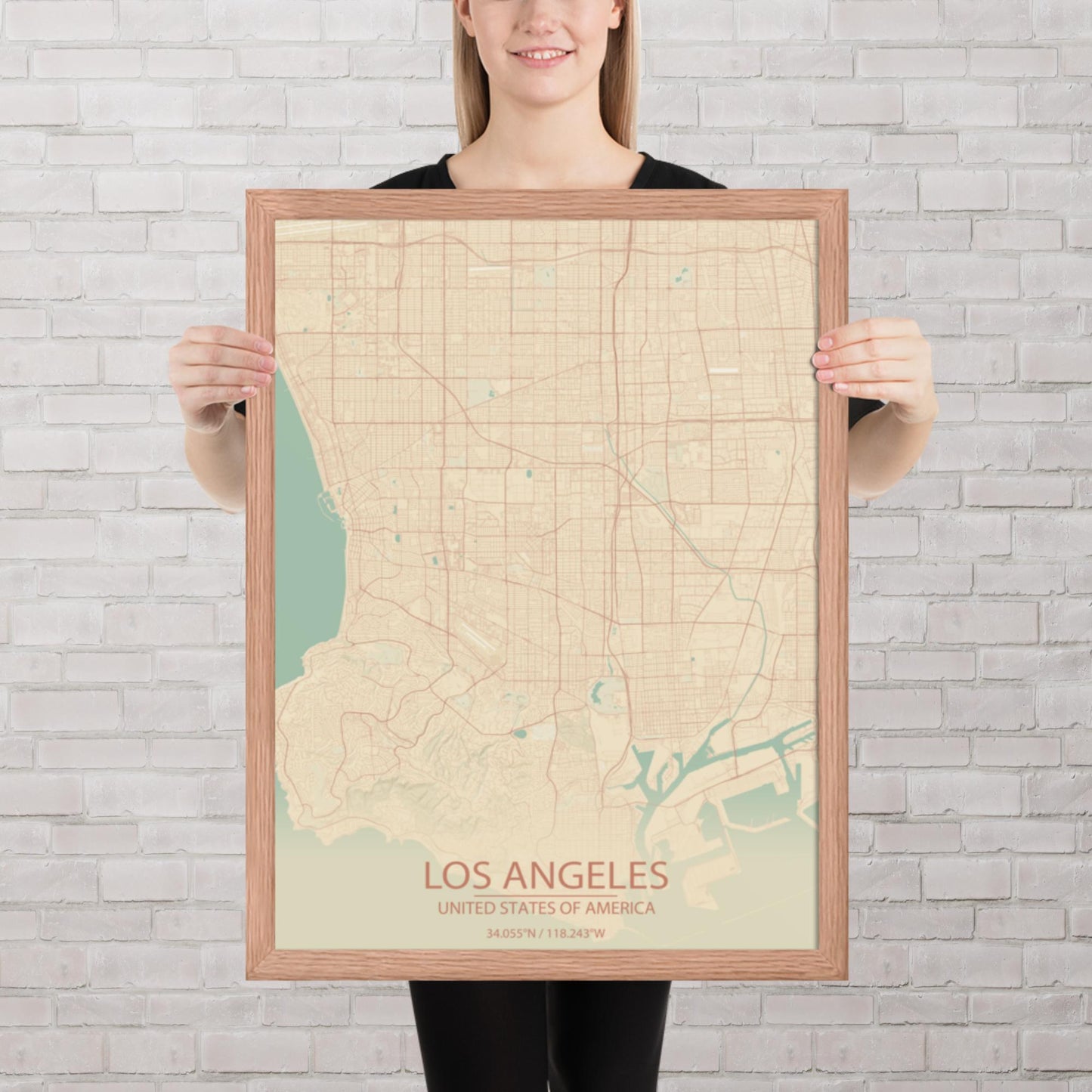 Los Angeles Vintage Style Framed Map