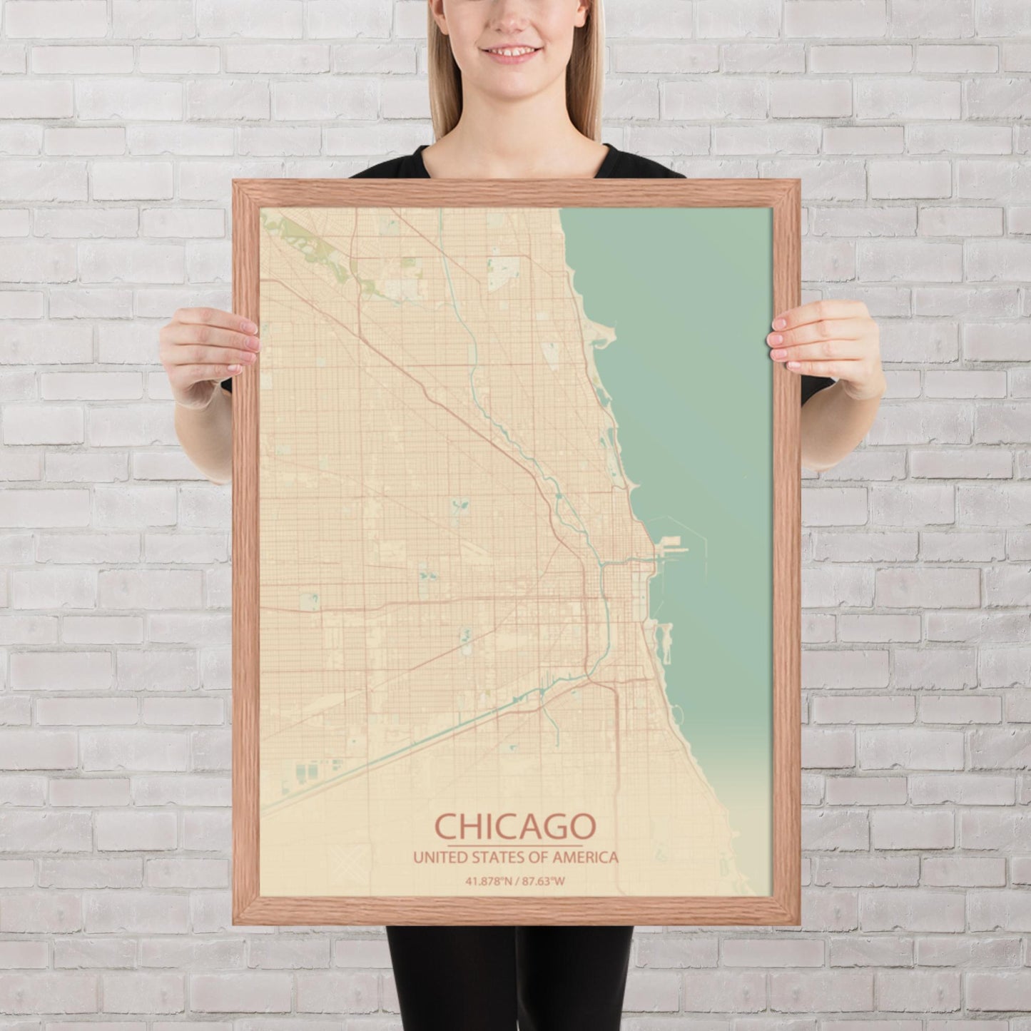Chicago Vintage Style Framed Map