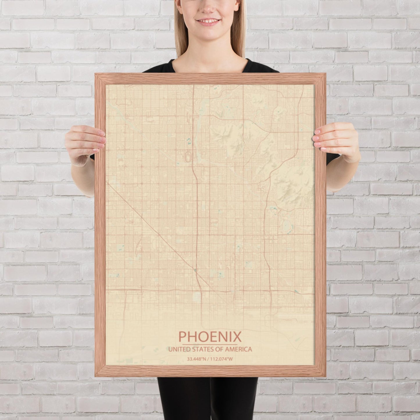 Phoenix Vintage Style Framed Map