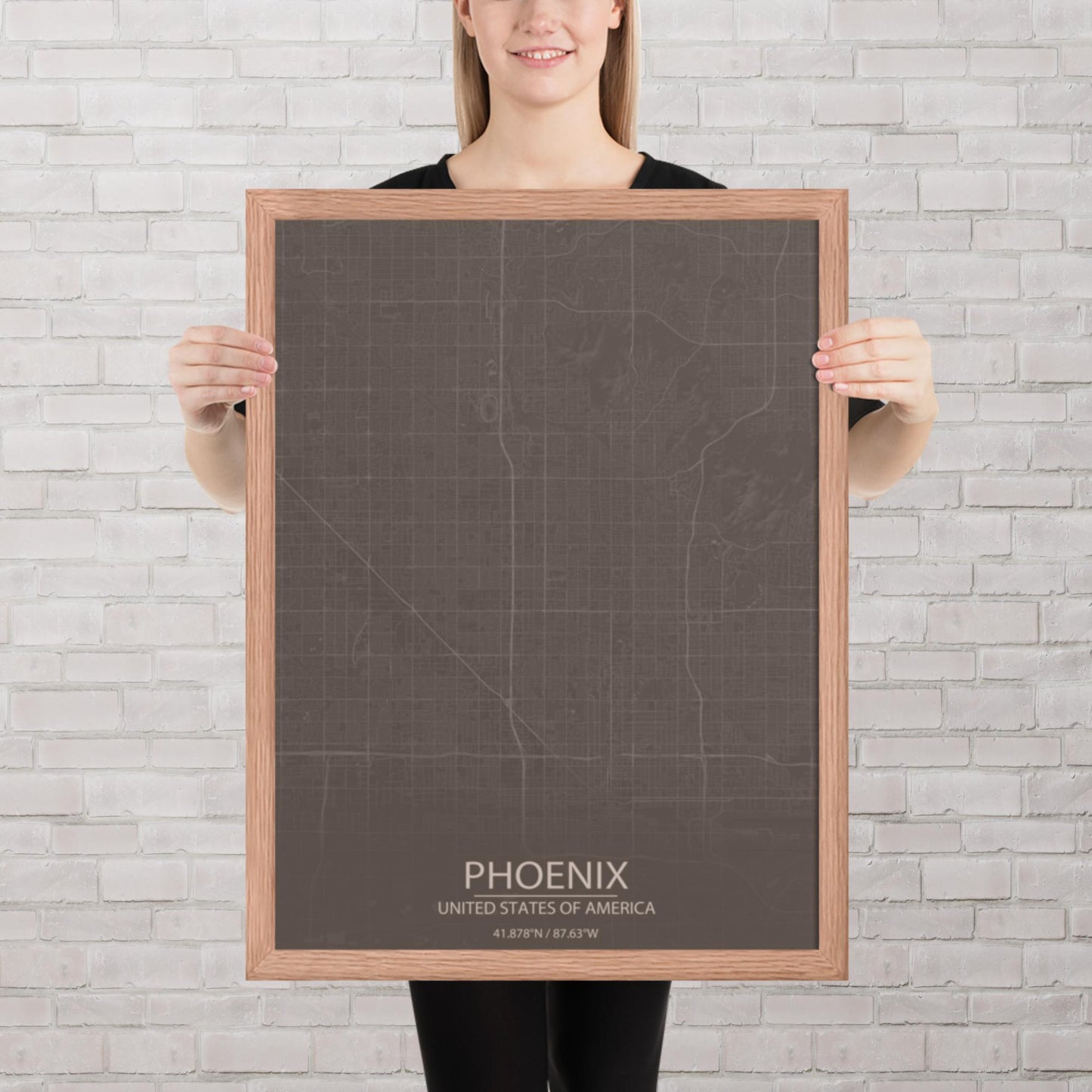 Phoenix Brown and Grey Framed Map