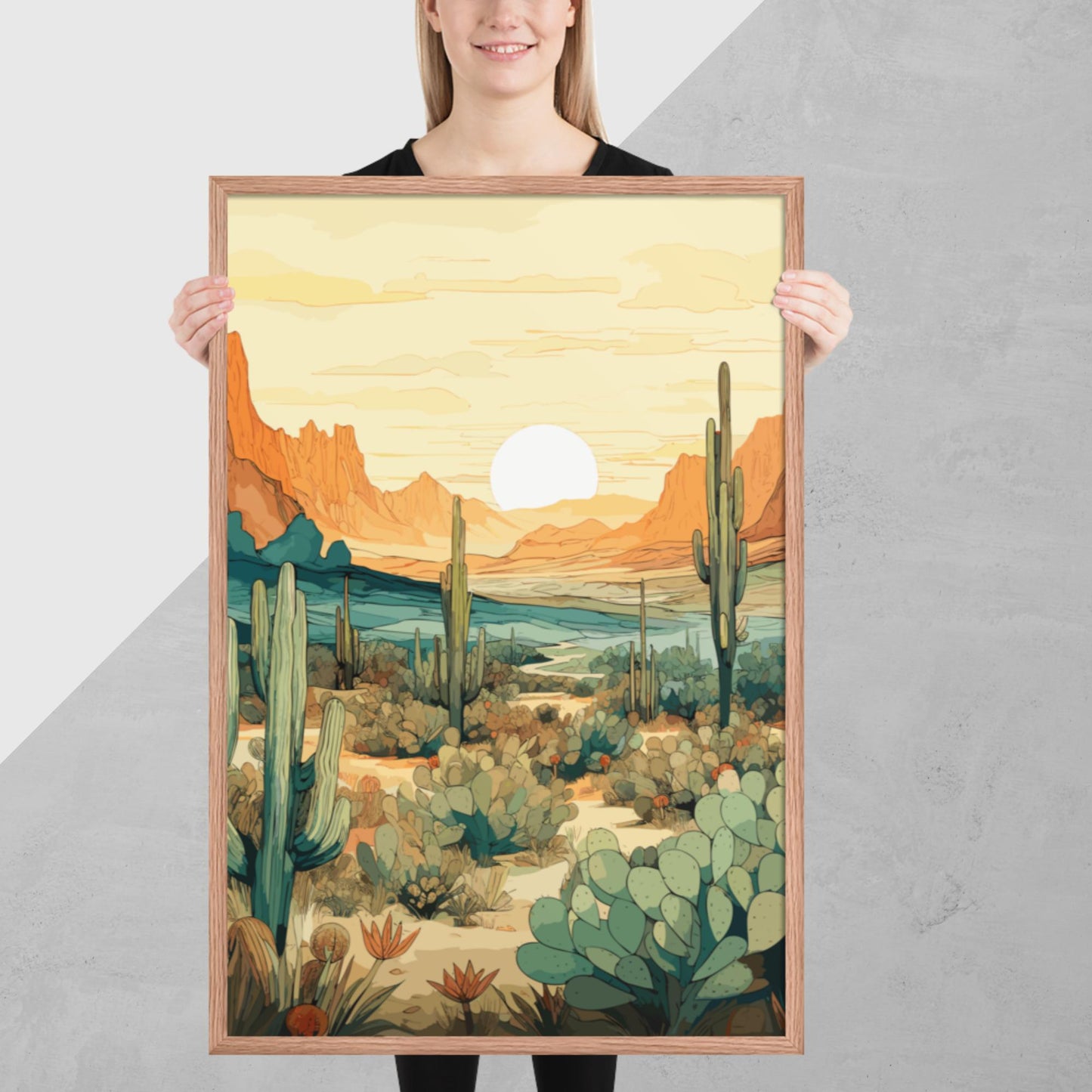 Desert Hills Shrubs Framed Poster