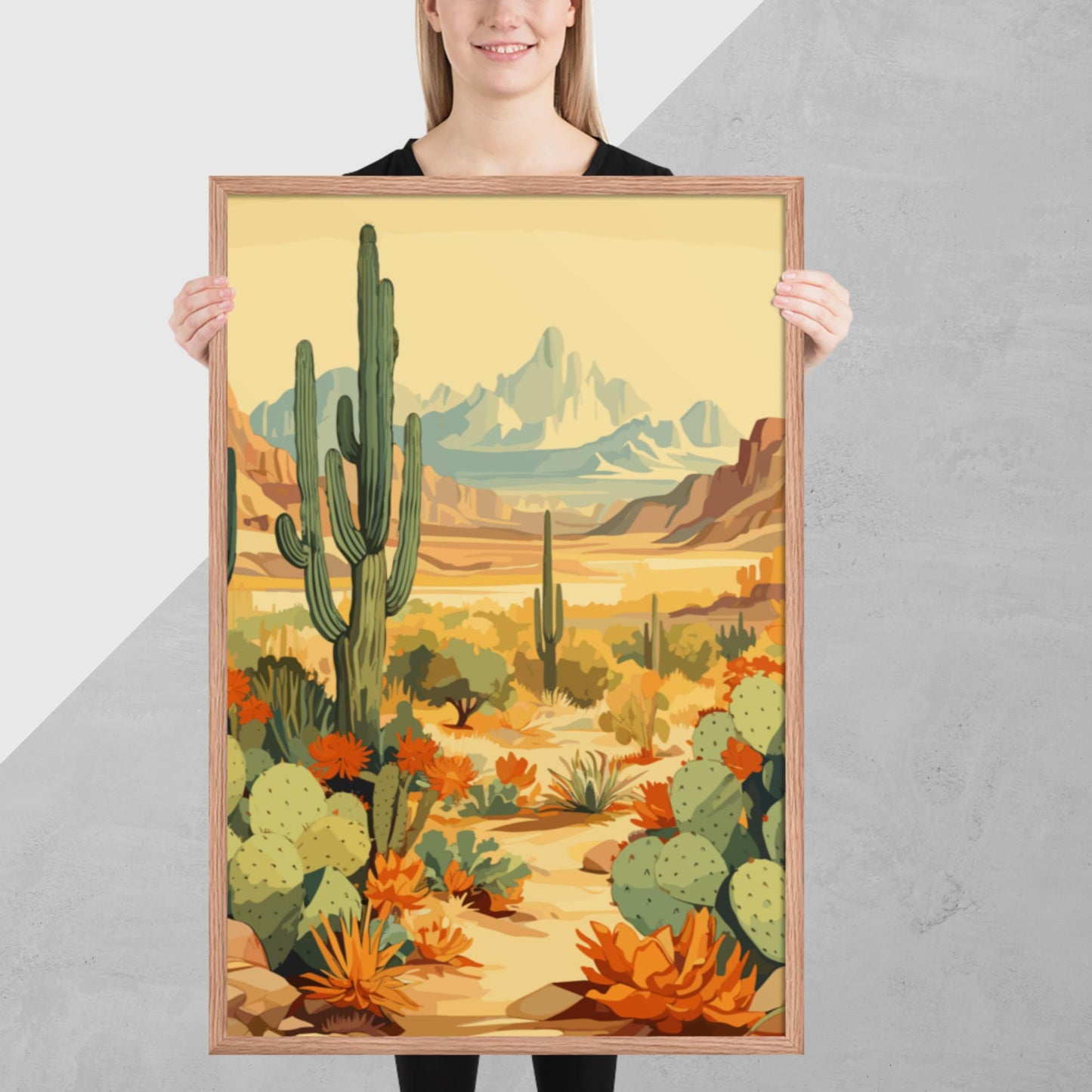 Mountainous Desert Life Framed Poster