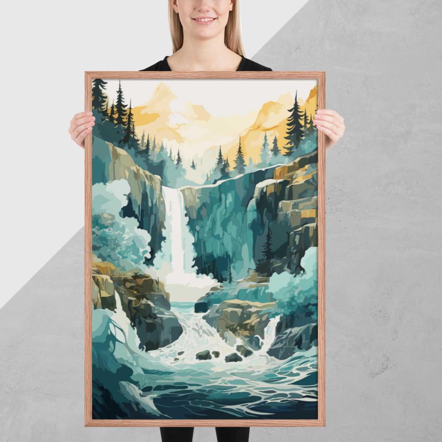 Roaring Forest Waterfall Framed Poster