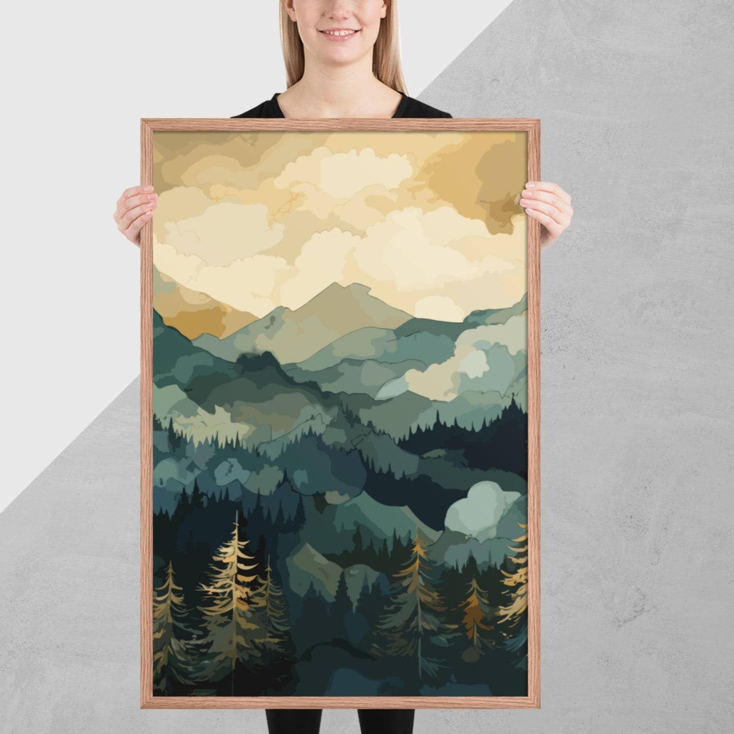 Mountainous Forest Framed Poster