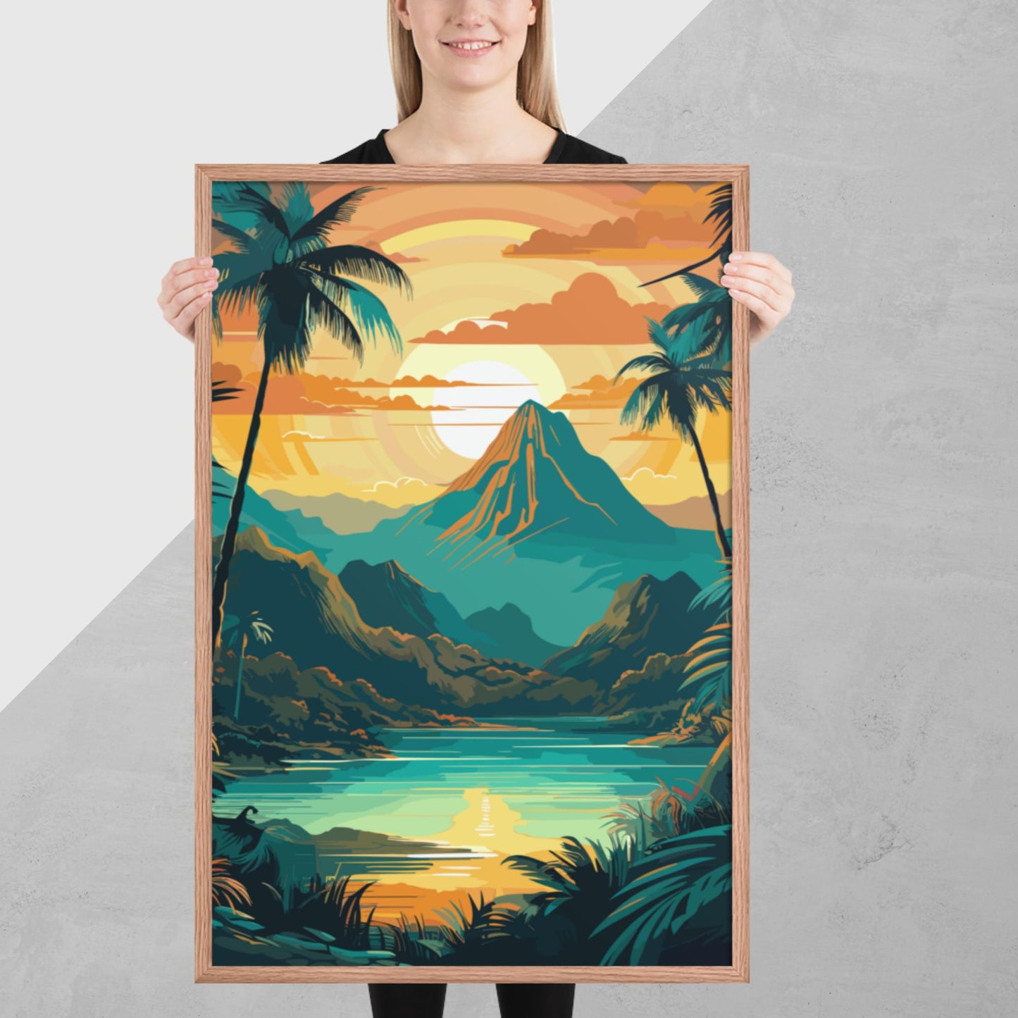 Rainforest Mountain Sunset Framed Poster