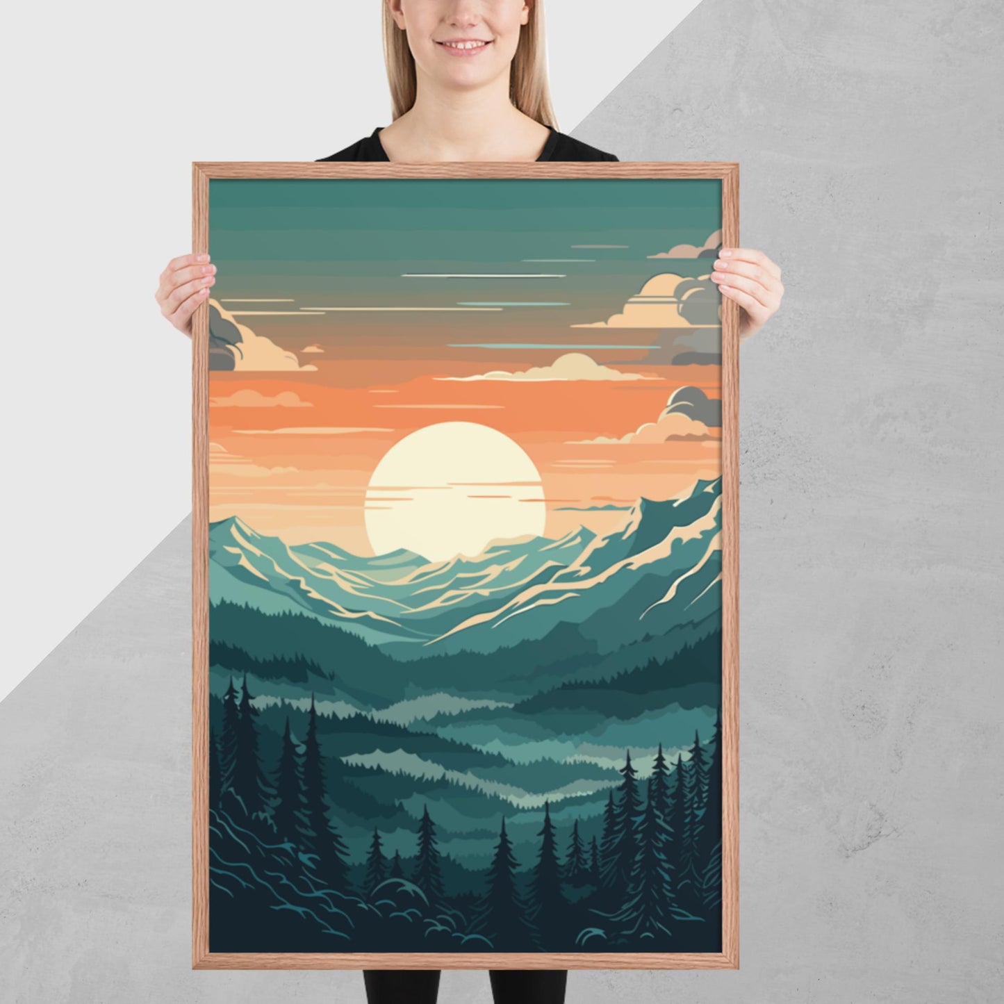 Forest Mountain Landscape Framed Poster
