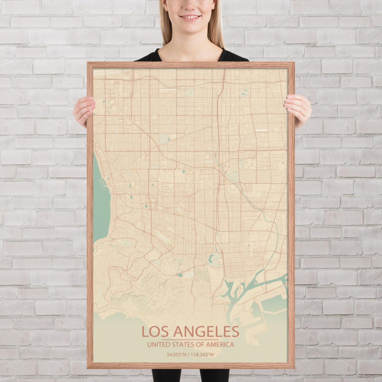 Los Angeles Vintage Style Framed Map